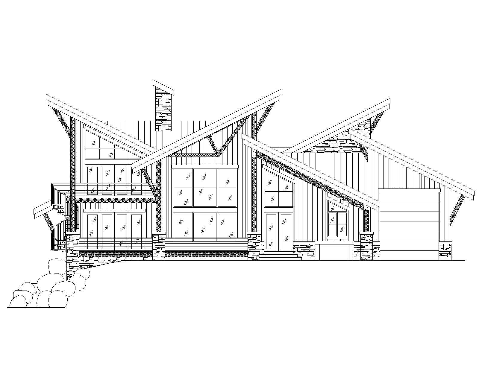 Home Plan Rear Elevation of this 4-Bedroom,3309 Sq Ft Plan -135-1095