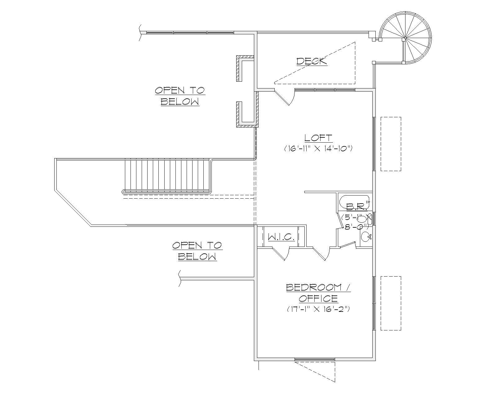 Floor Plan Second Story of Contemporary Plan #135-1095