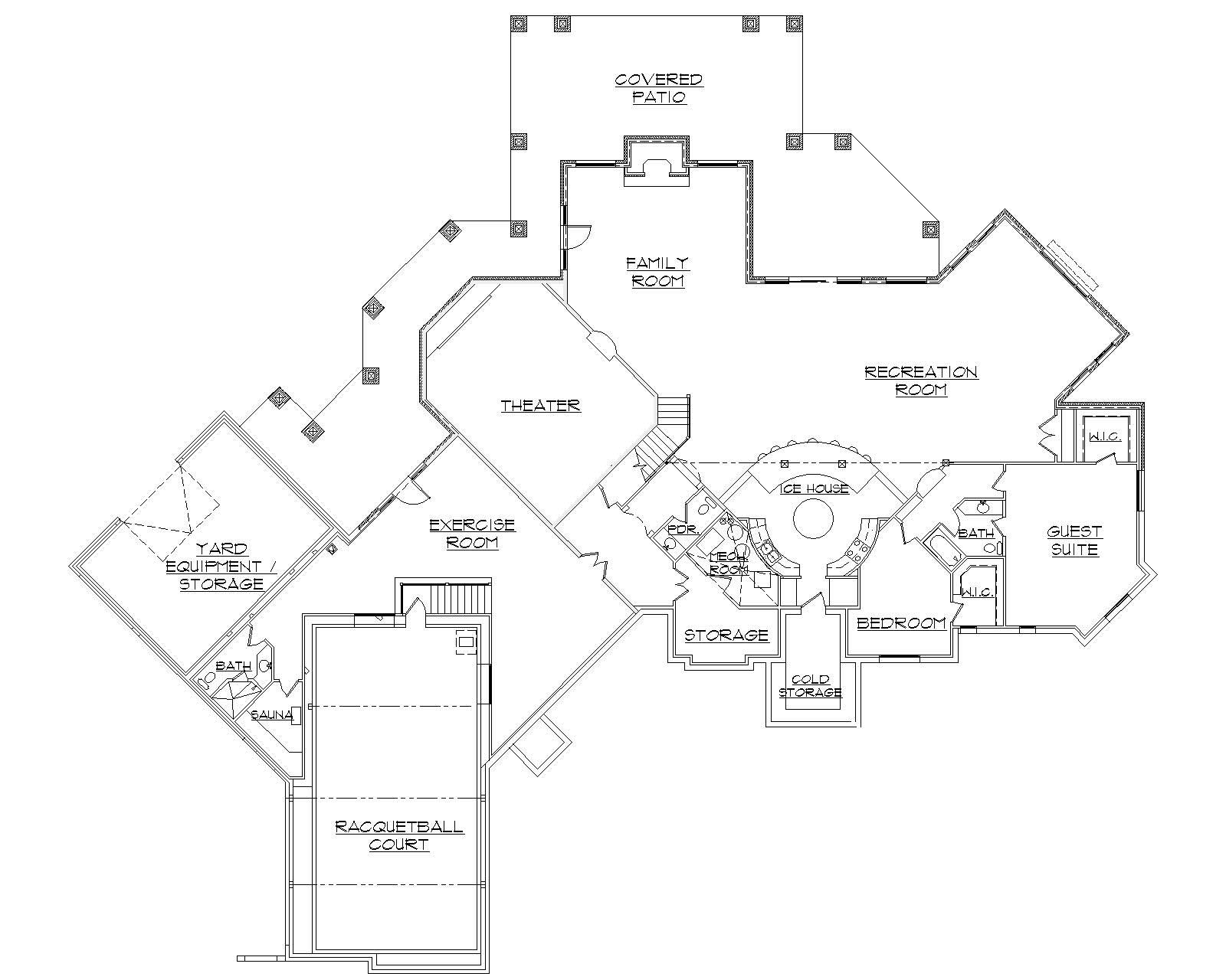 Floor Plan Basement of Craftsman Plan #135-1097