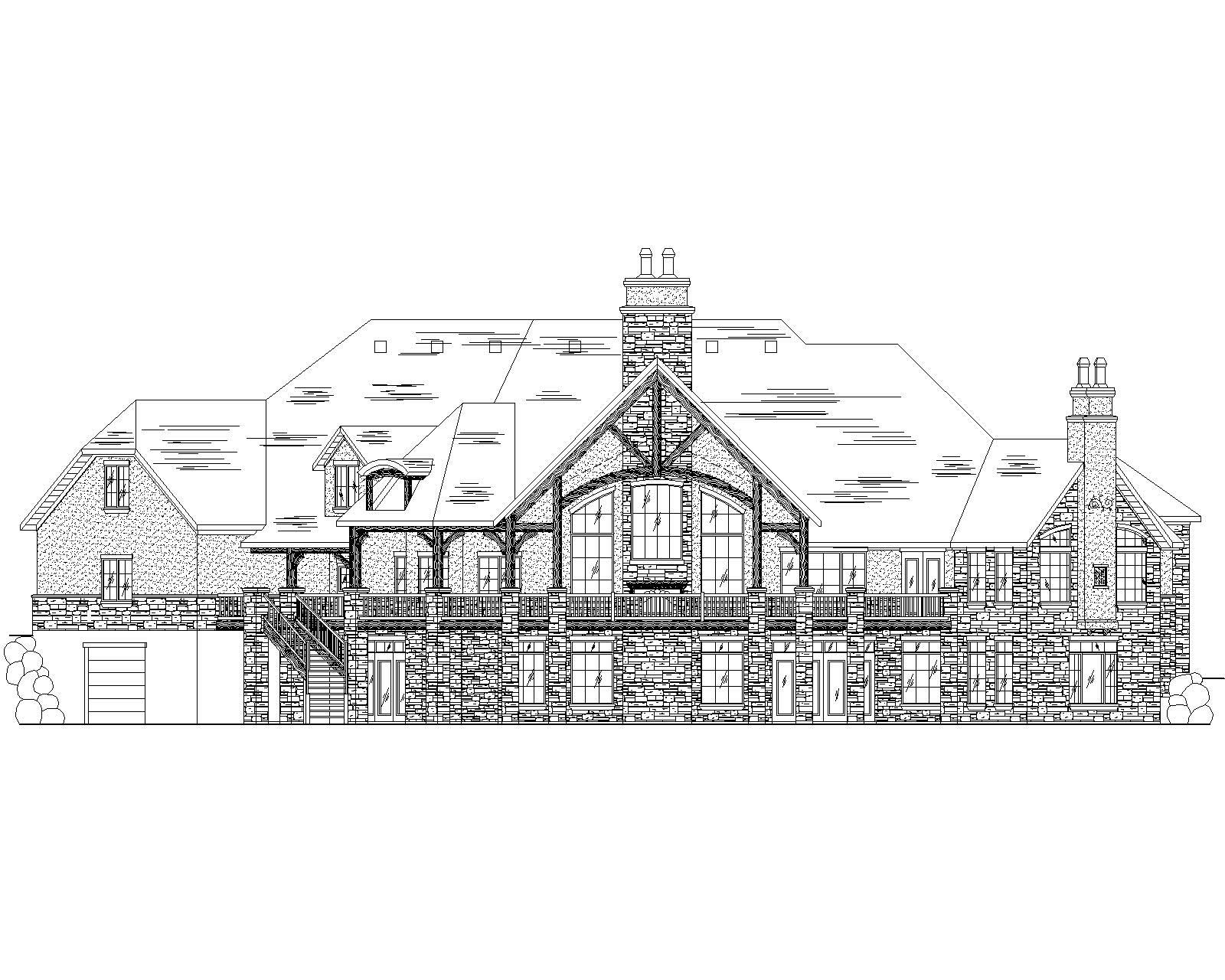 Home Plan Rear Elevation of this 6-Bedroom,7102 Sq Ft Plan -135-1097