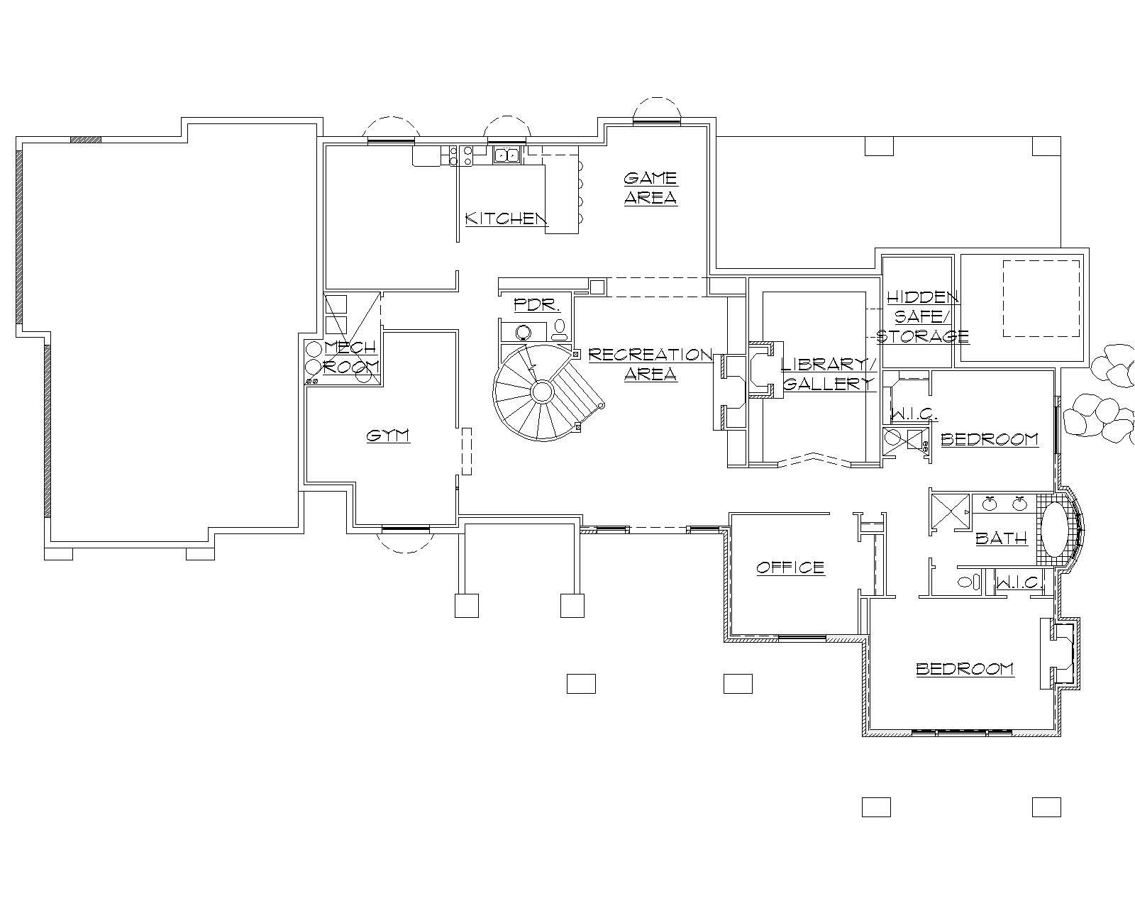 Floor Plan Basement of Country Plan #135-1099