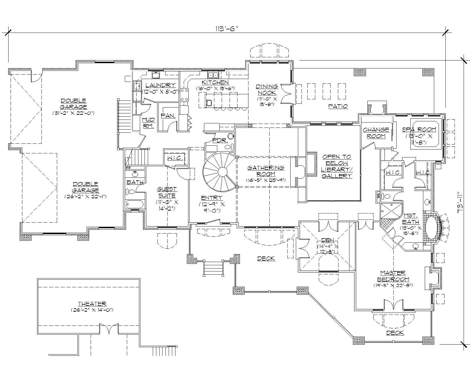 Floor Plan First Story of Country Plan #135-1099