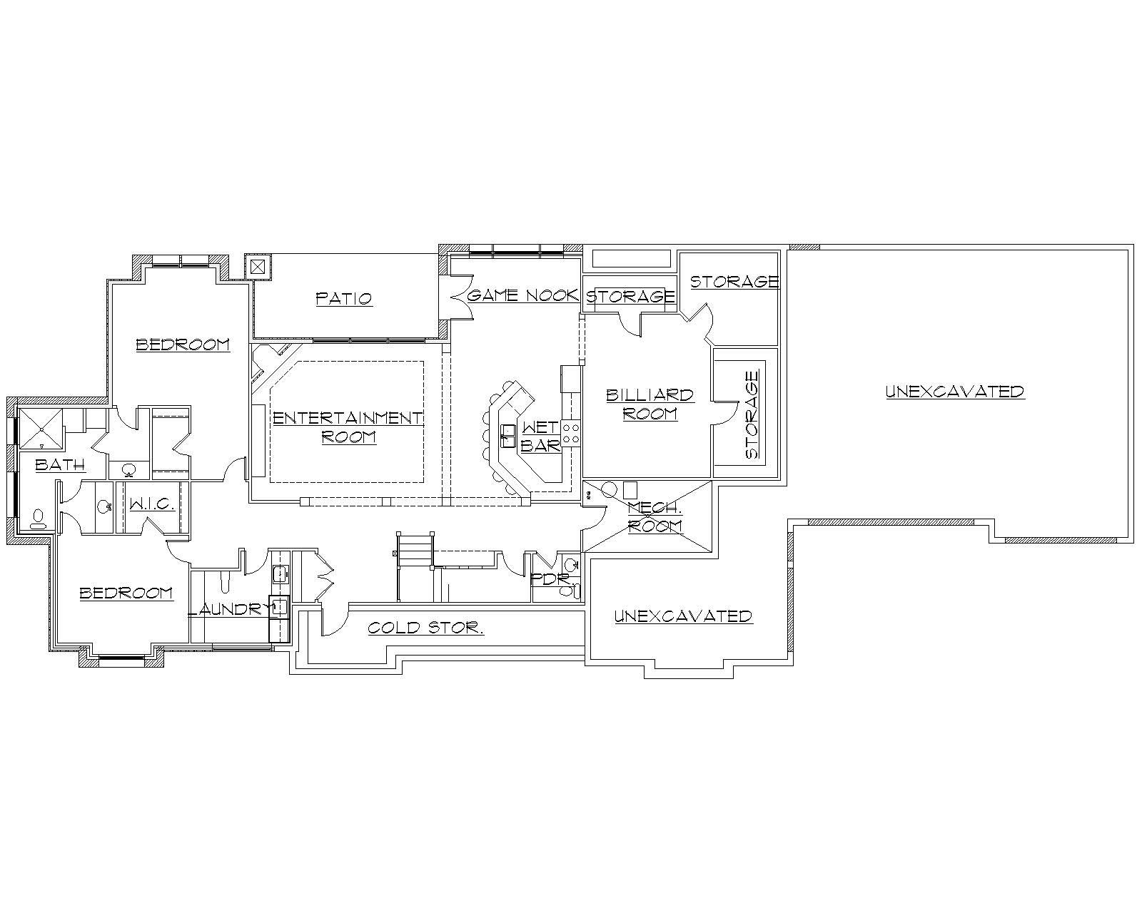 Floor Plan Basement of Craftsman Plan #135-1100