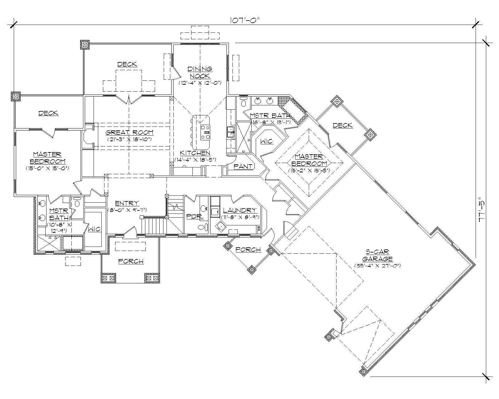 Floor Plan First Story of Country Plan #135-1101