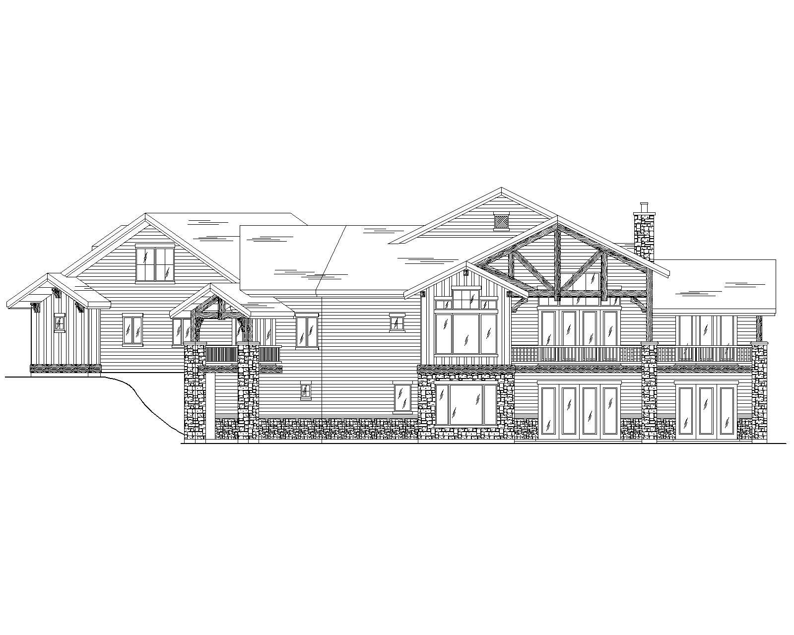 Home Plan Rear Elevation of this 4-Bedroom,3375 Sq Ft Plan -135-1101