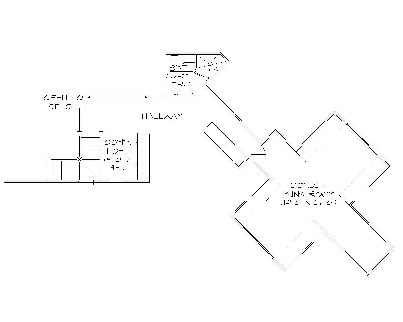 Floor Plan Second Story of Country Plan #135-1101