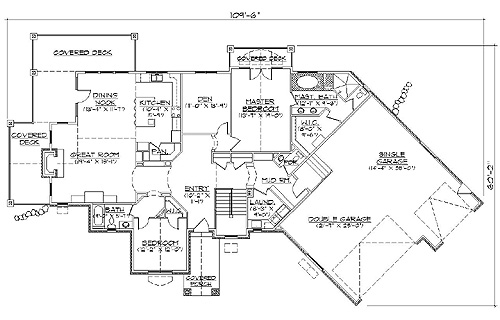 Main Level of Rustic Plan #135-1102