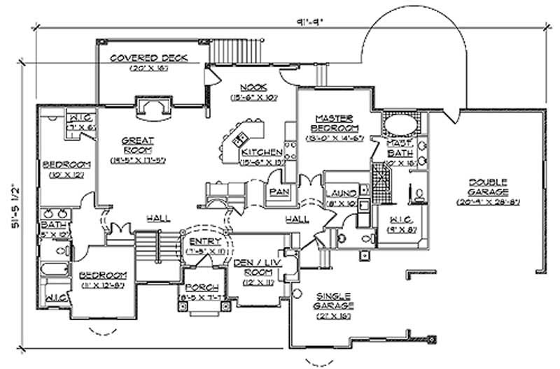 Floor Plan First Story of European Plan #135-1107