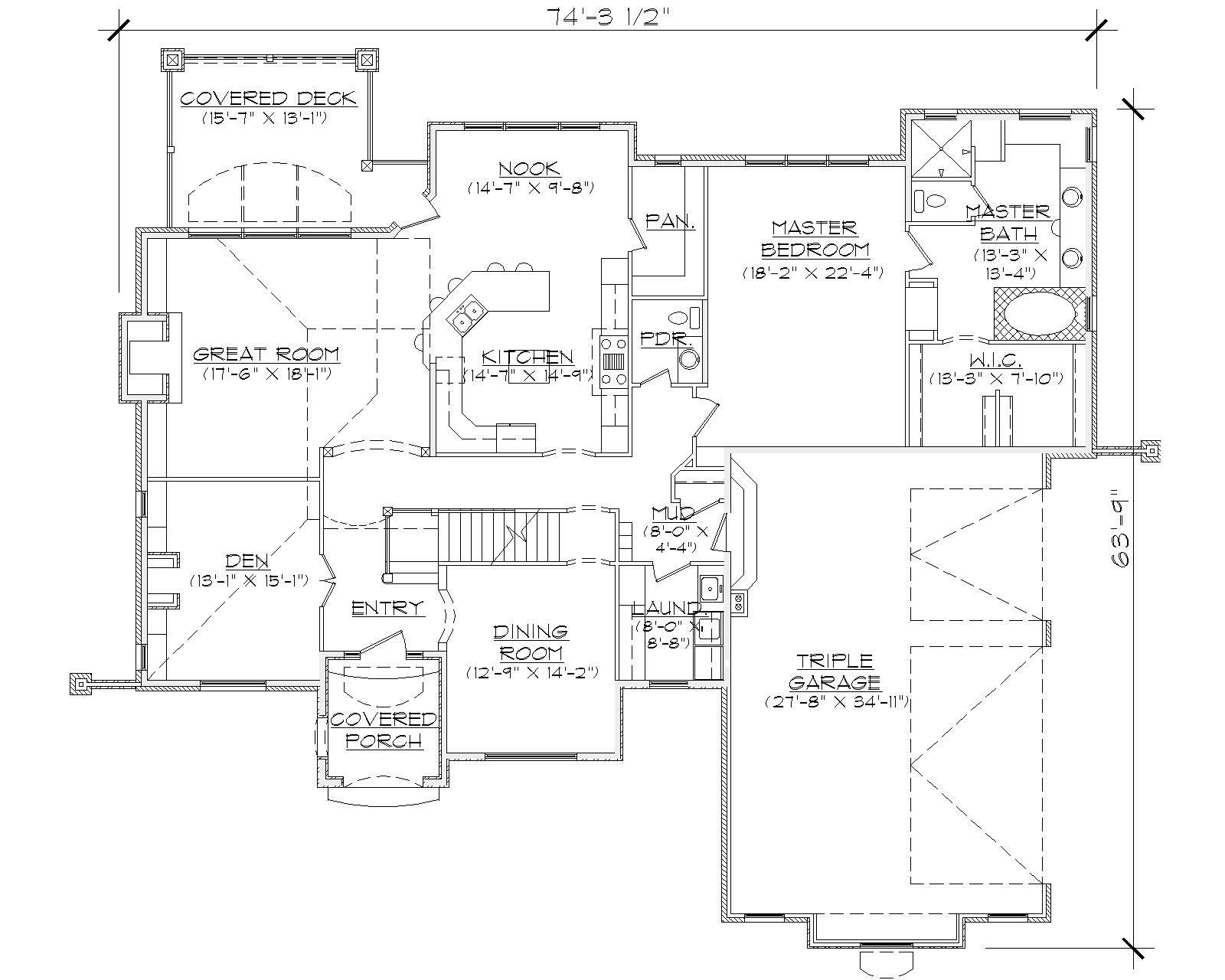 Floor Plan First Story of European Plan #135-1109
