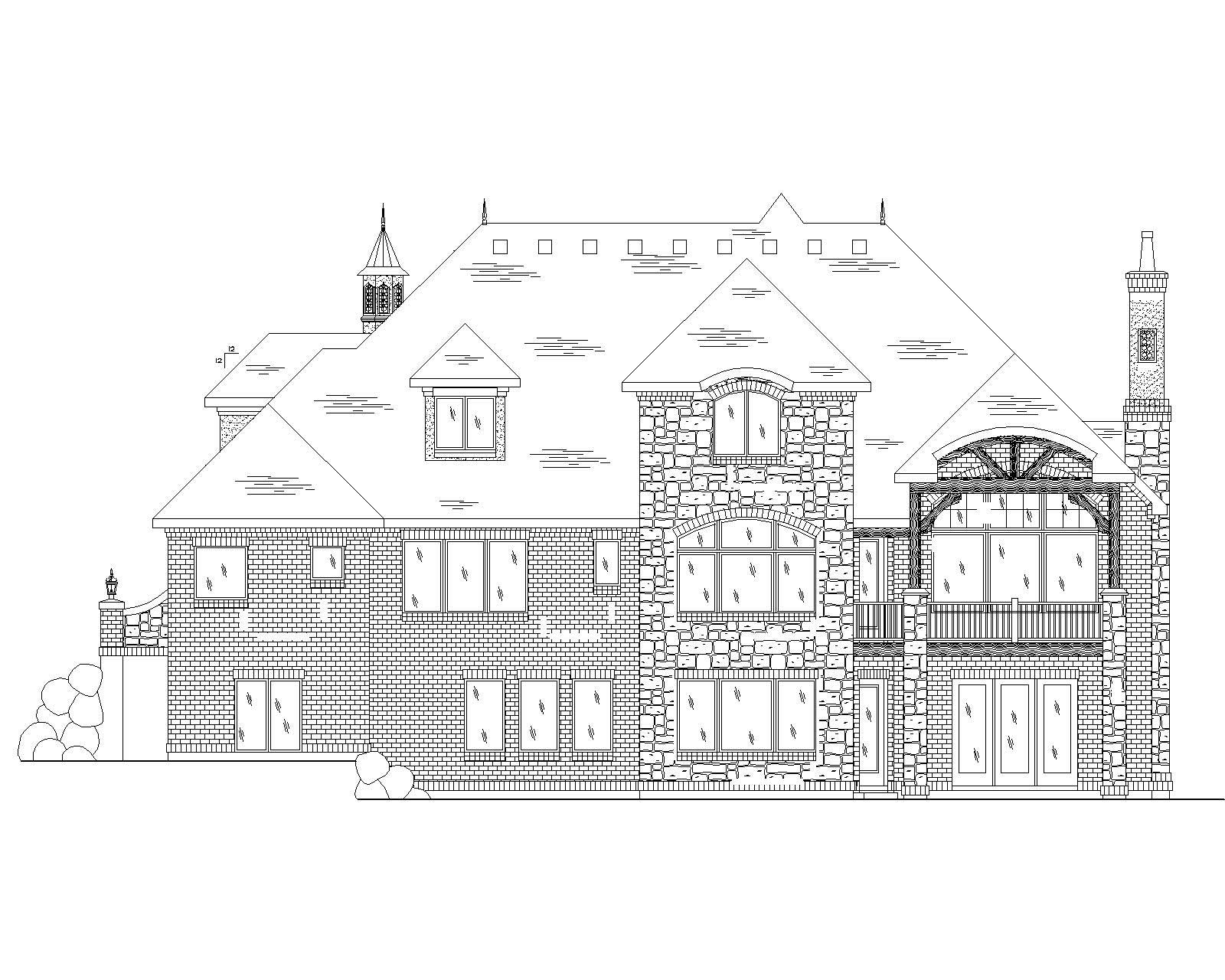 Home Plan Rear Elevation of this 6-Bedroom,4219 Sq Ft Plan -135-1109