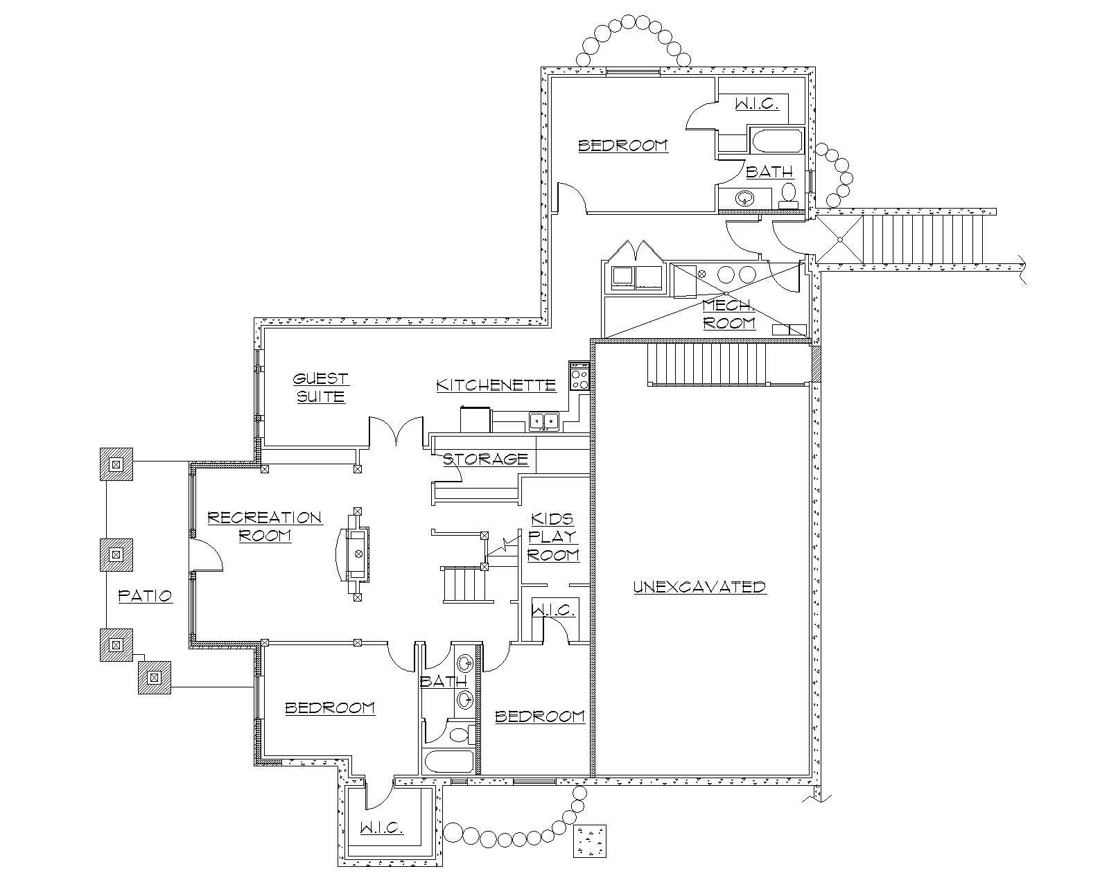 Floor Plan Basement of Craftsman Plan #135-1112