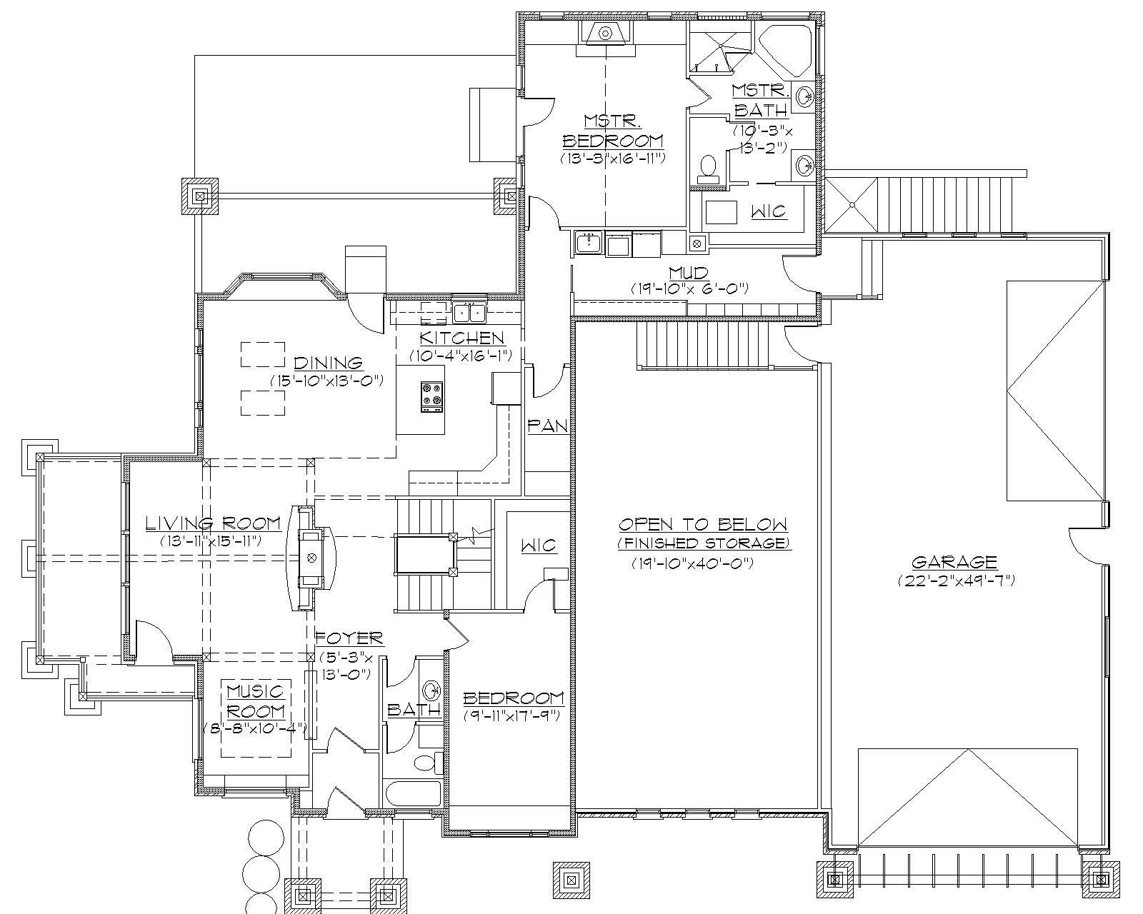 Floor Plan First Story of Craftsman Plan #135-1112