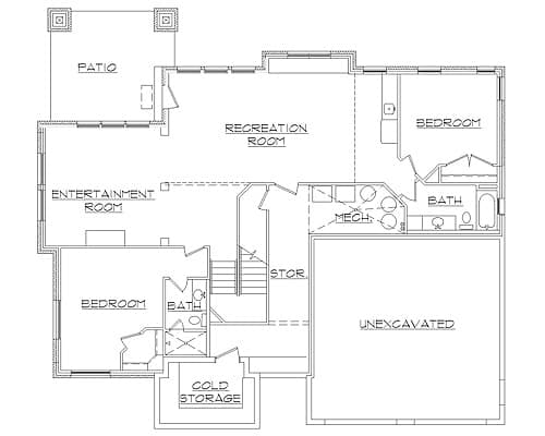 Basement of Rustic Plan #135-1113