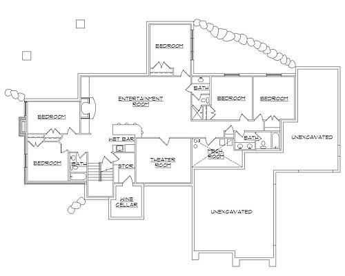 Floor Plan Basement of Plan #135-1114