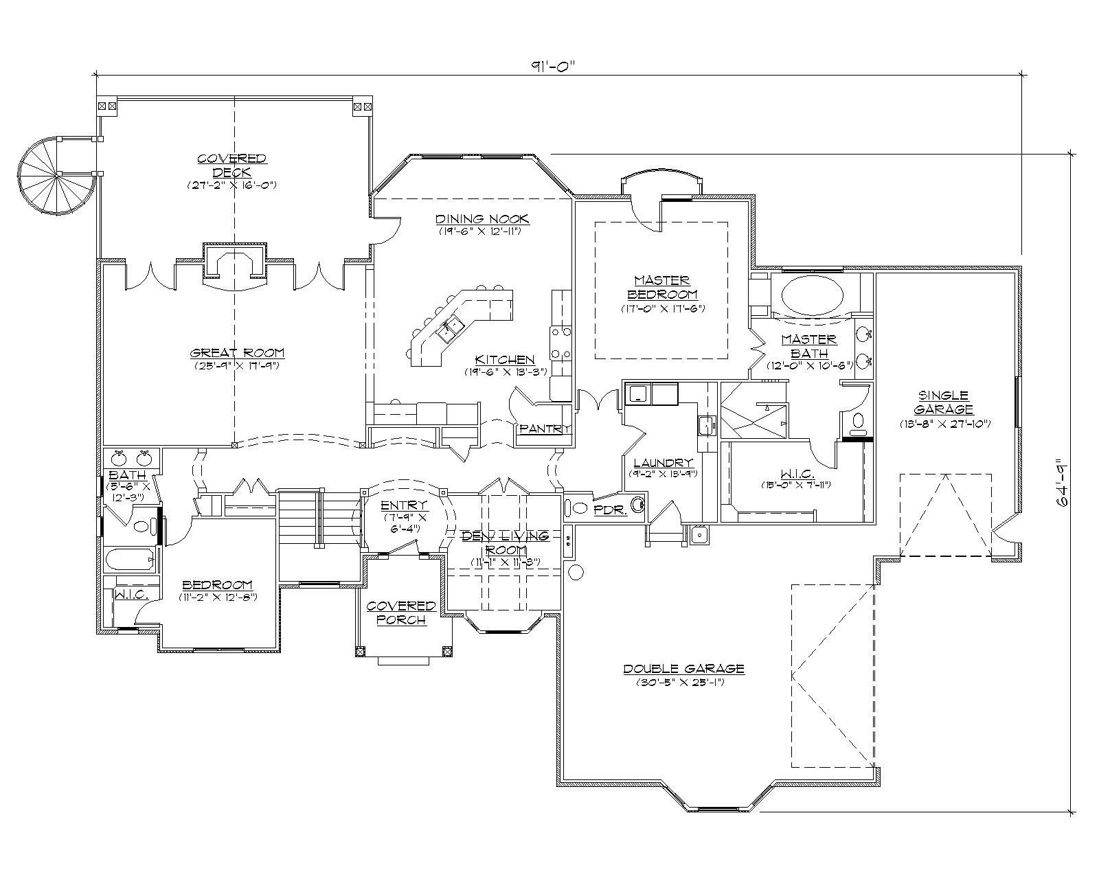 Floor Plan First Story of European Plan #135-1116
