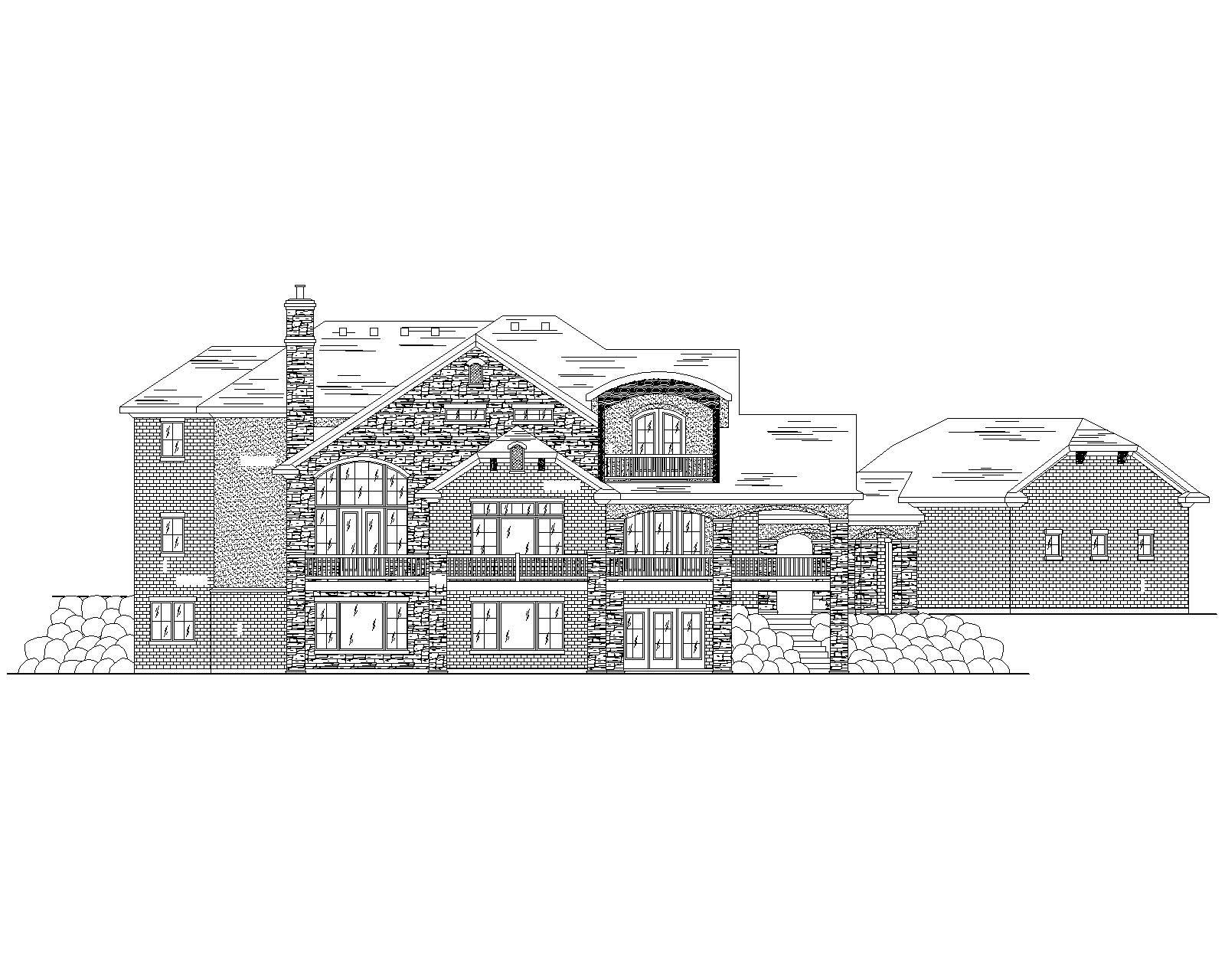 Home Plan Rear Elevation of this 6-Bedroom,4509 Sq Ft Plan -135-1117