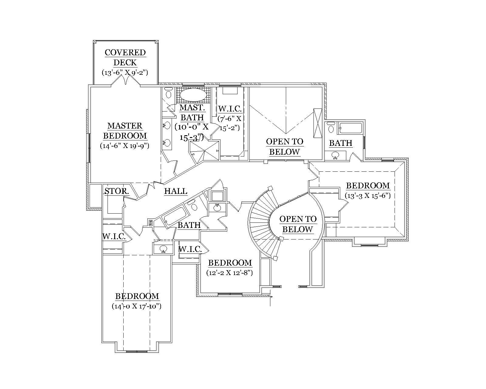 Floor Plan Second Story of European Plan #135-1117