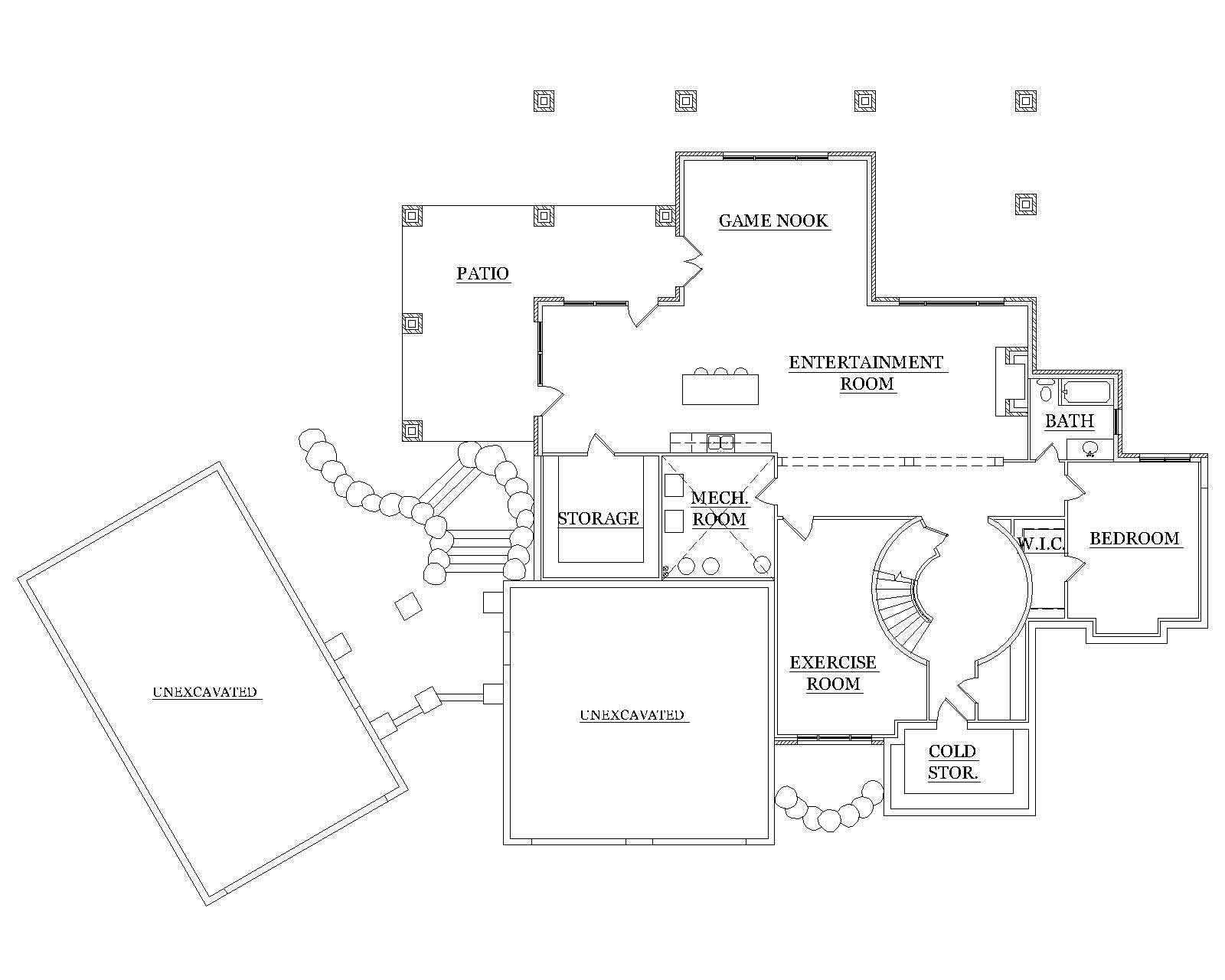 Floor Plan Basement of European Plan #135-1117