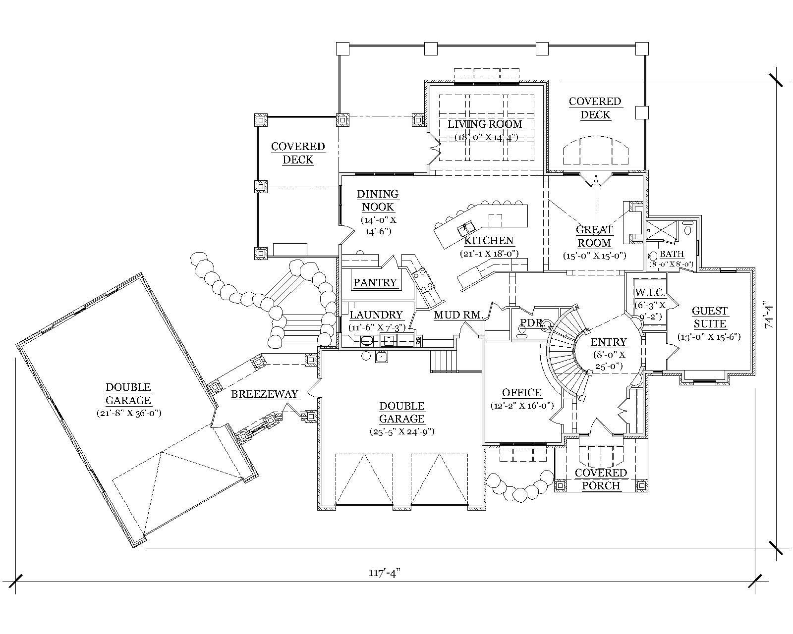 Floor Plan First Story of European Plan #135-1117
