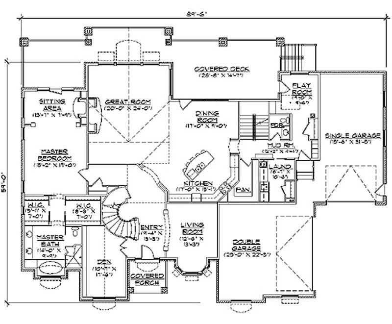 Floor Plan First Story of European Plan #135-1120