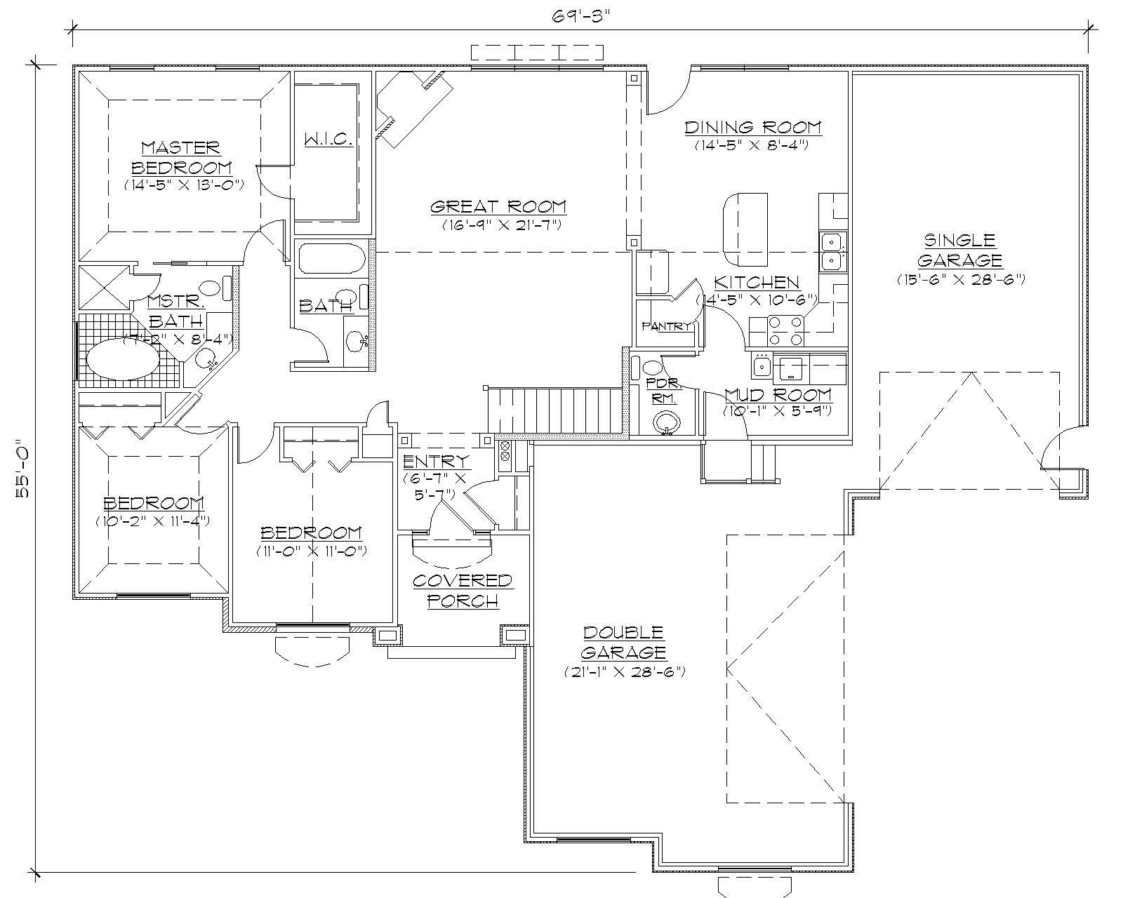 Floor Plan First Story of Plan #135-1121