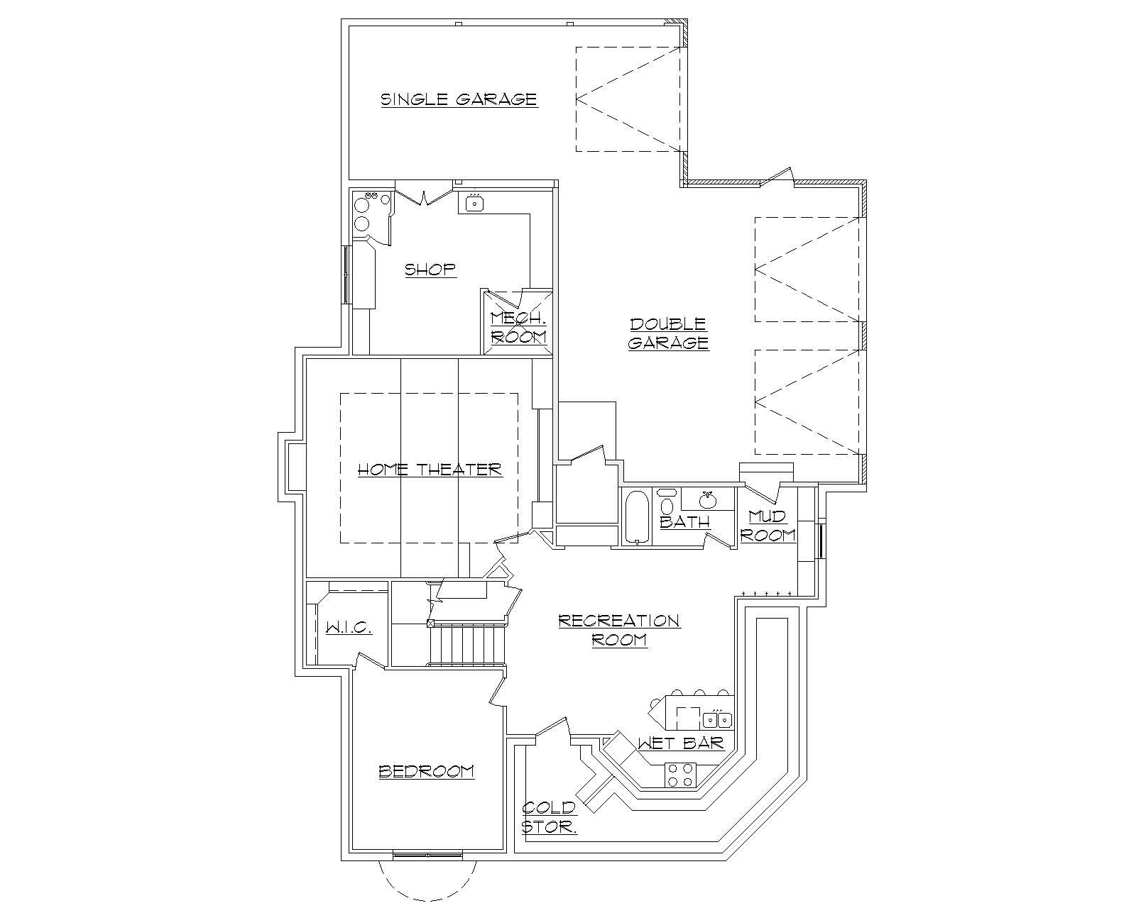 Floor Plan Basement of Luxury Plan #135-1124