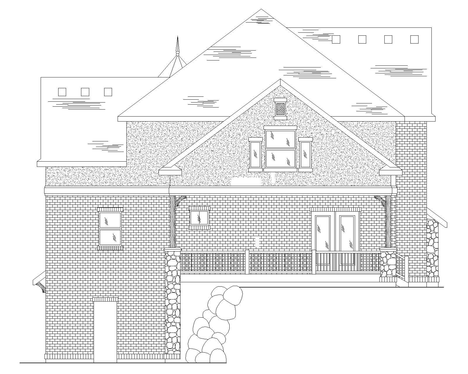 Home Plan Rear Elevation of this 5-Bedroom,4178 Sq Ft Plan -135-1124