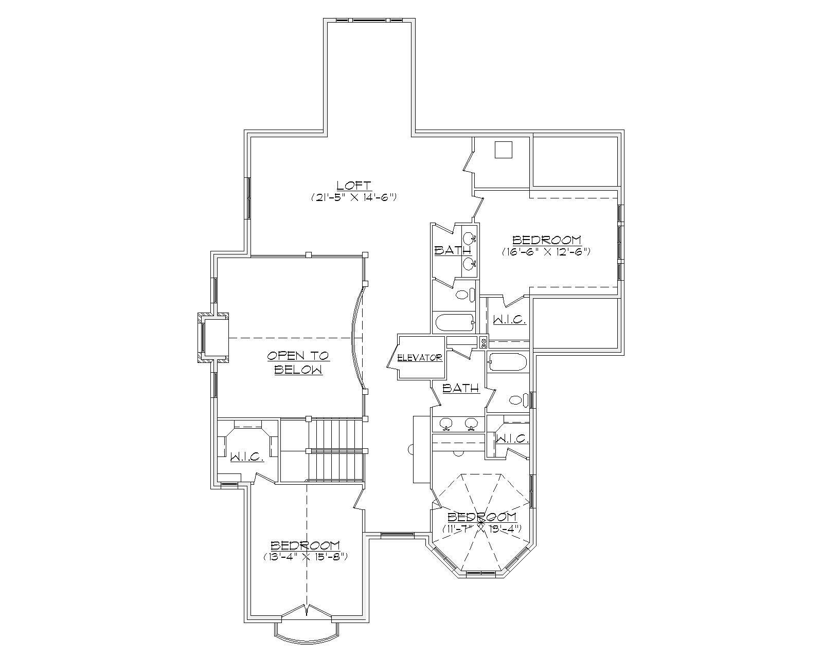 Floor Plan Second Story of Luxury Plan #135-1124