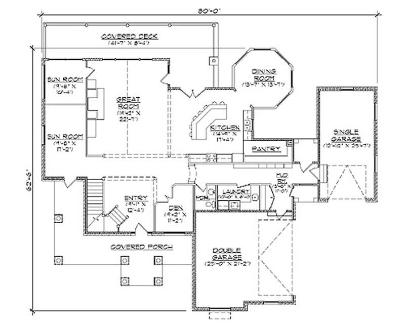 Floor Plan First Story of Country Plan #135-1128