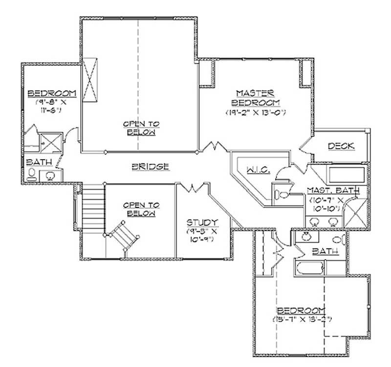 Floor Plan Second Story of Country Plan #135-1128