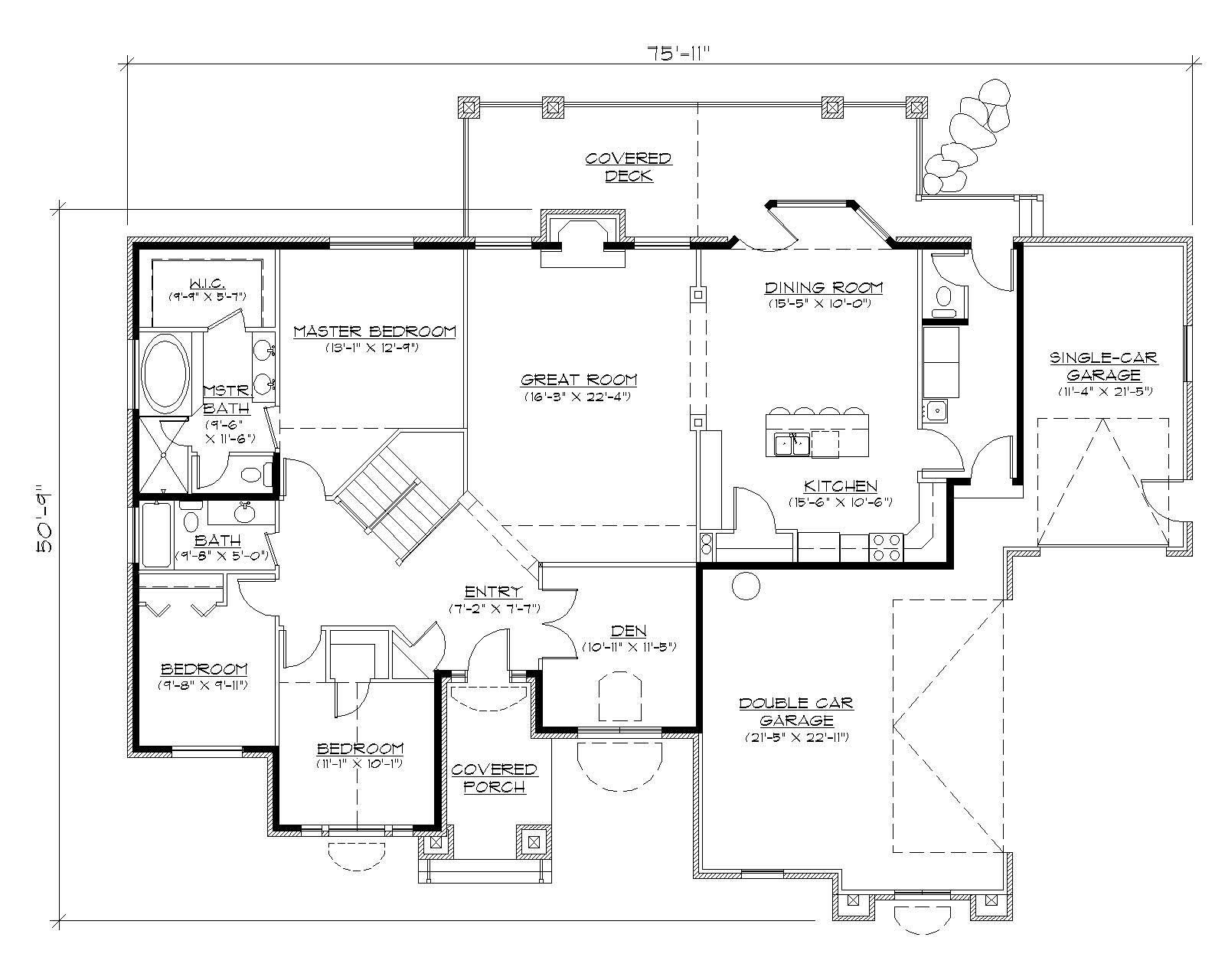Floor Plan First Story of Country Plan #135-1129