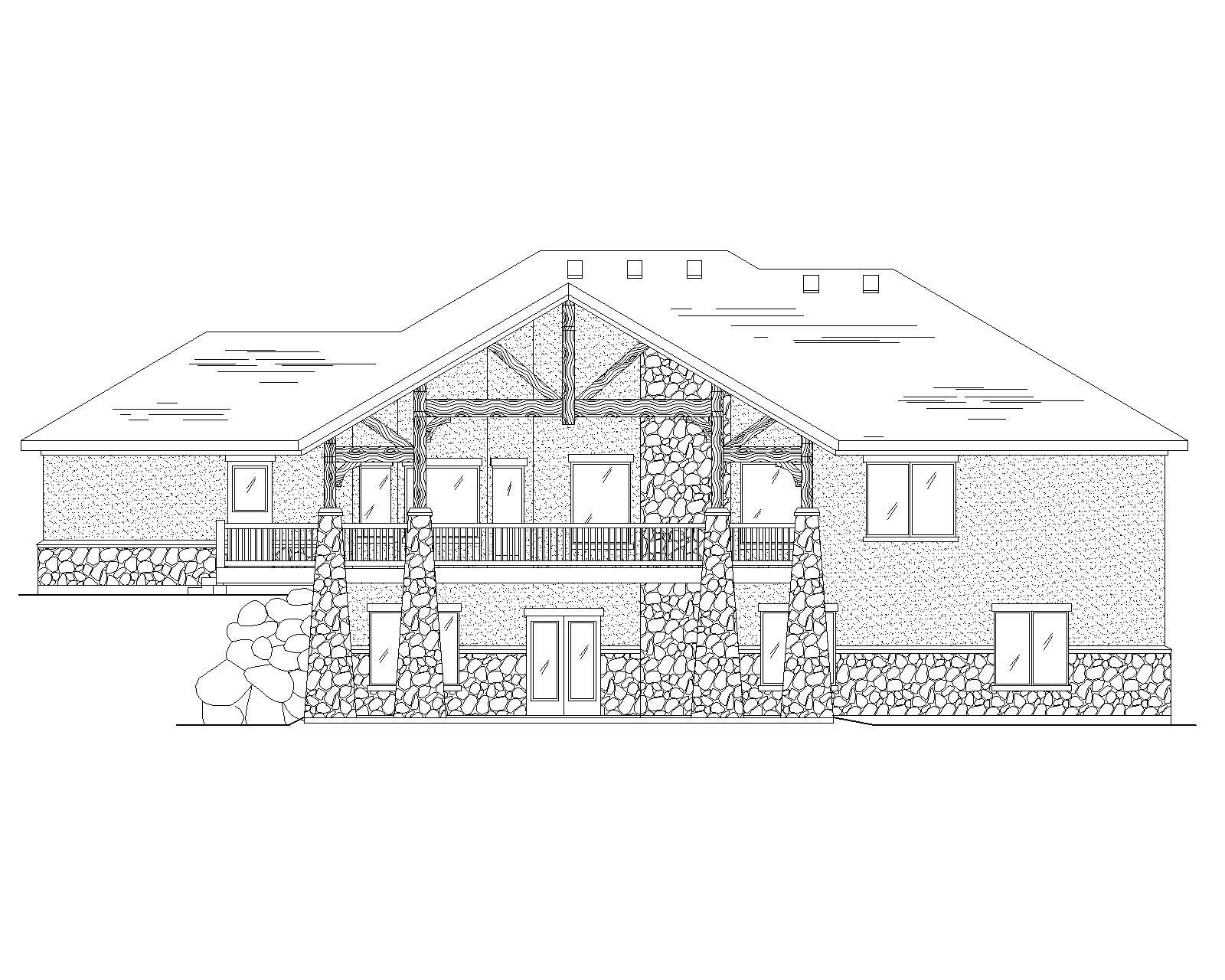 Home Plan Rear Elevation of this 6-Bedroom,2091 Sq Ft Plan -135-1129
