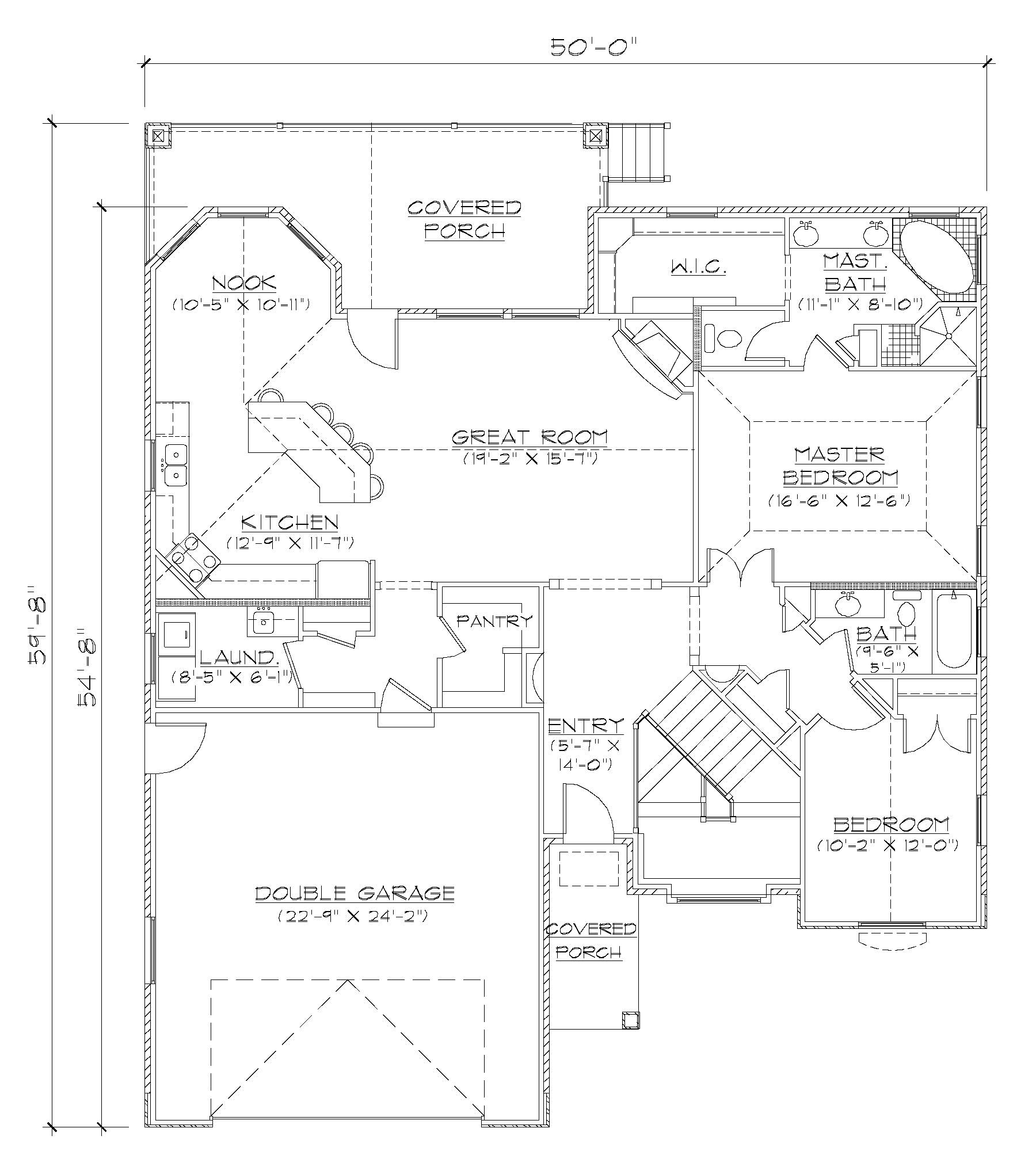 Floor Plan First Story of Farmhouse Plan #135-1131