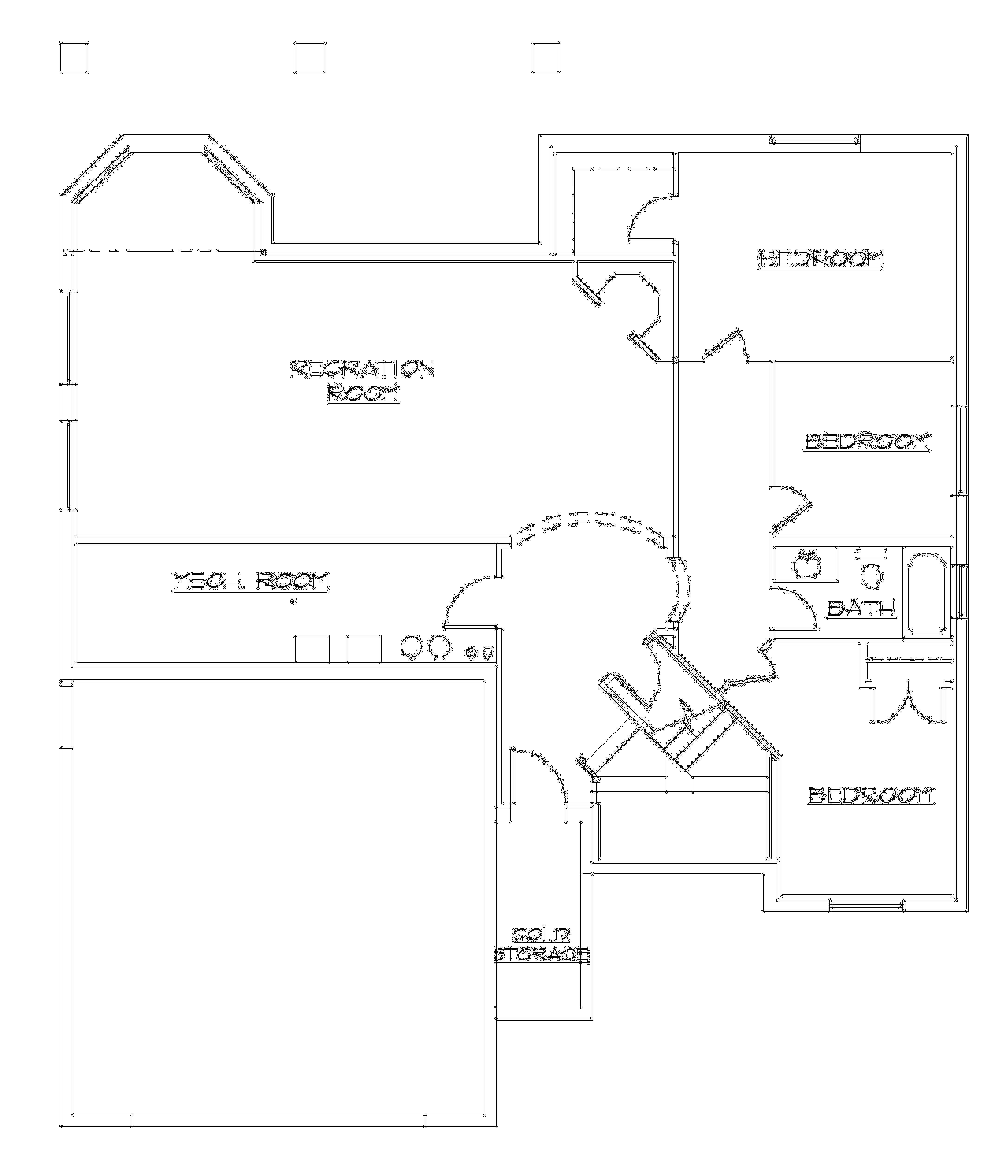 Floor Plan Basement of Farmhouse Plan #135-1131