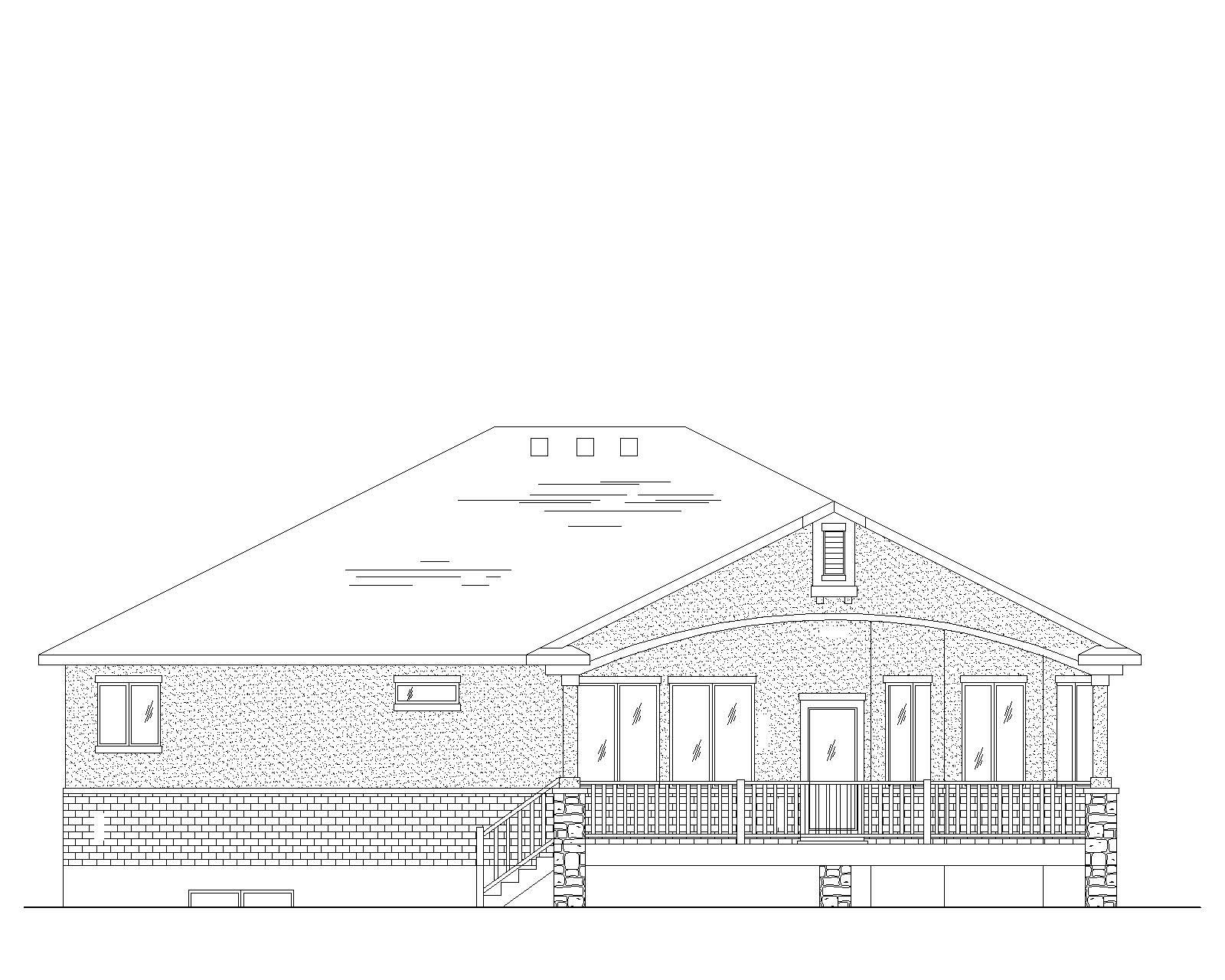 Home Plan Rear Elevation of this 5-Bedroom,1699 Sq Ft Plan -135-1131