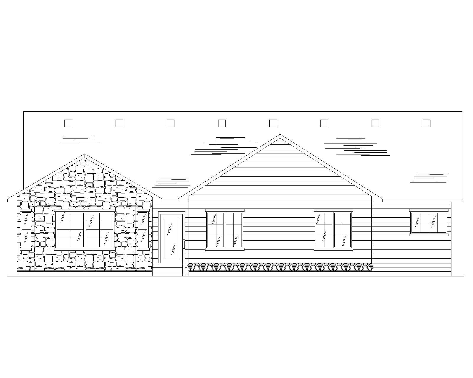 Home Plan Rear Elevation of this 6-Bedroom,1821 Sq Ft Plan -135-1133