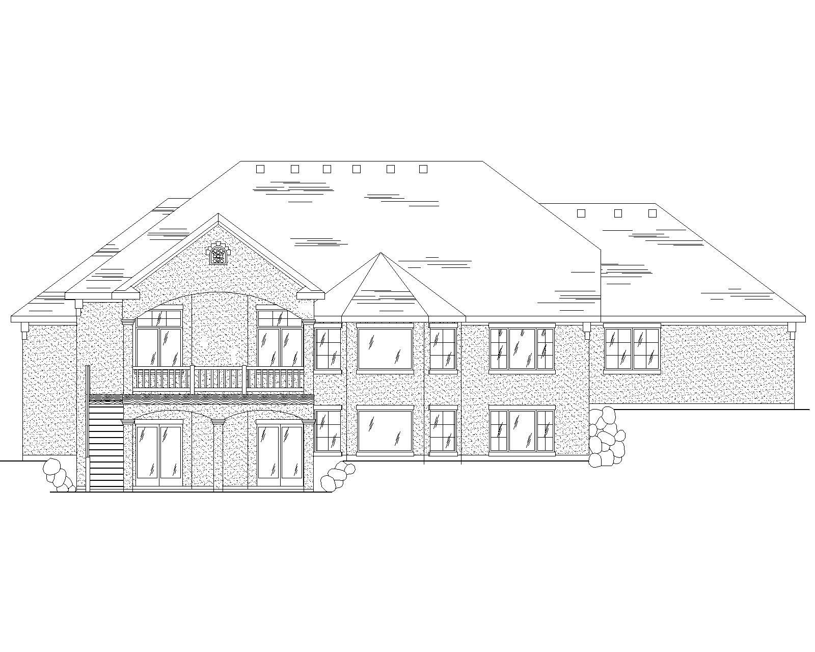 Home Plan Rear Elevation of this 5-Bedroom,2407 Sq Ft Plan -135-1134