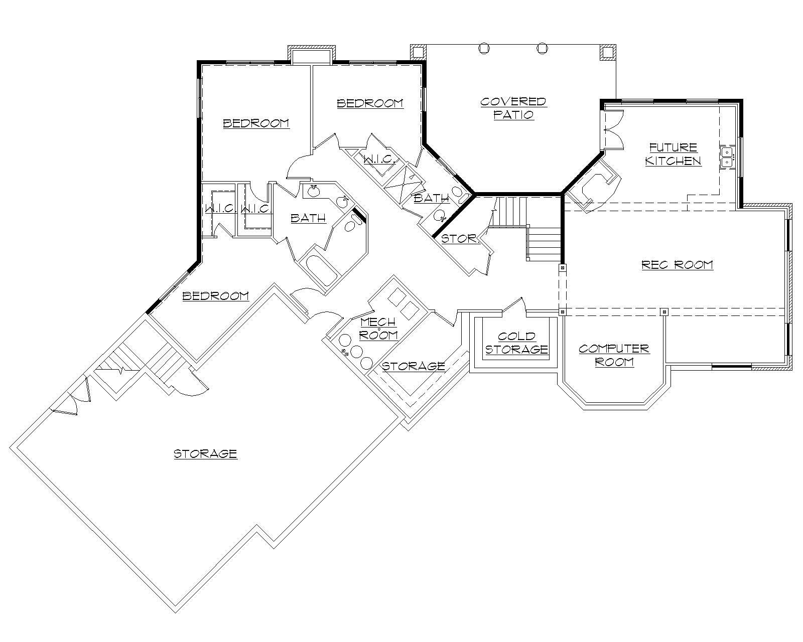 Floor Plan Basement of Mediterranean Plan #135-1135