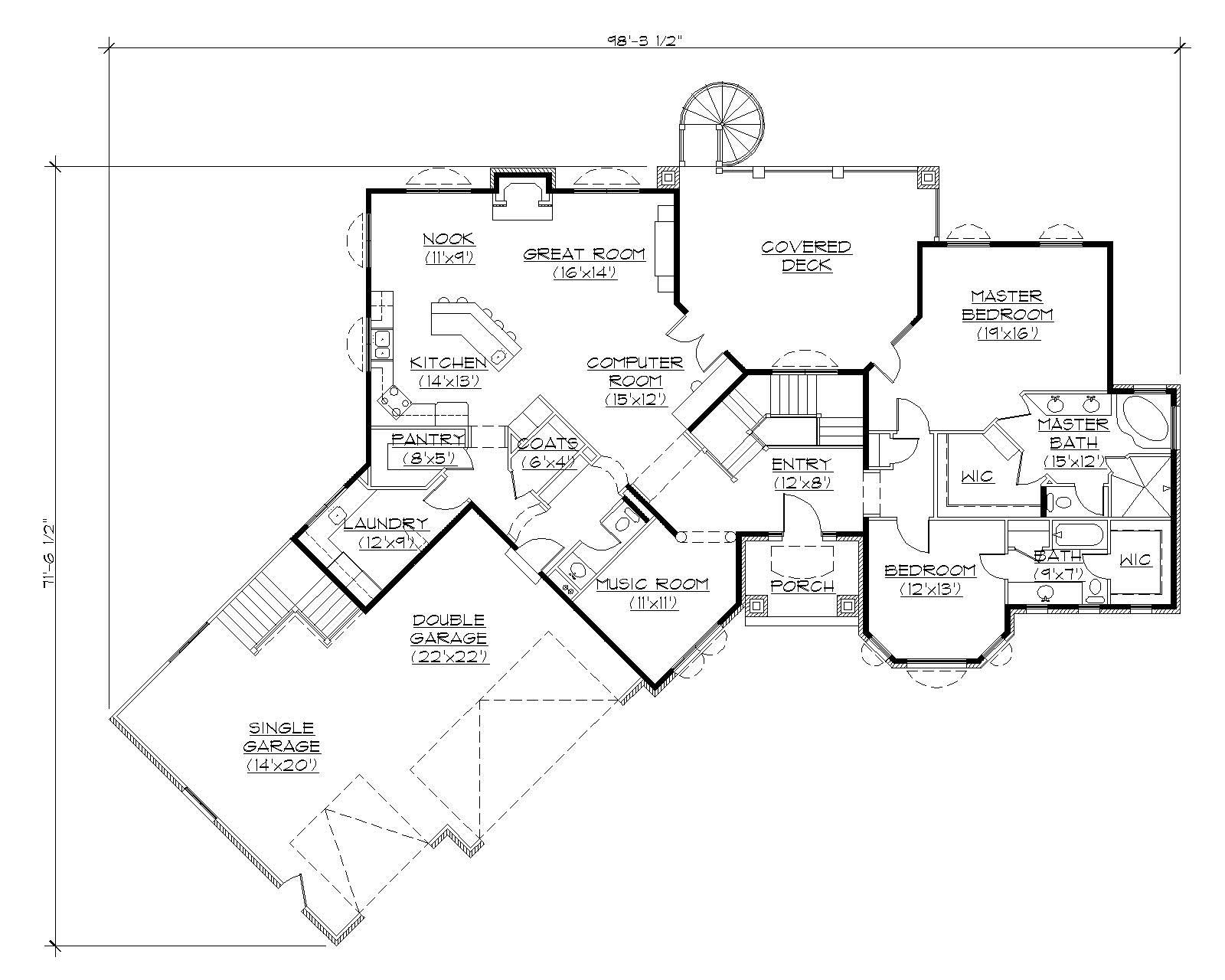 Floor Plan First Story of Mediterranean Plan #135-1135