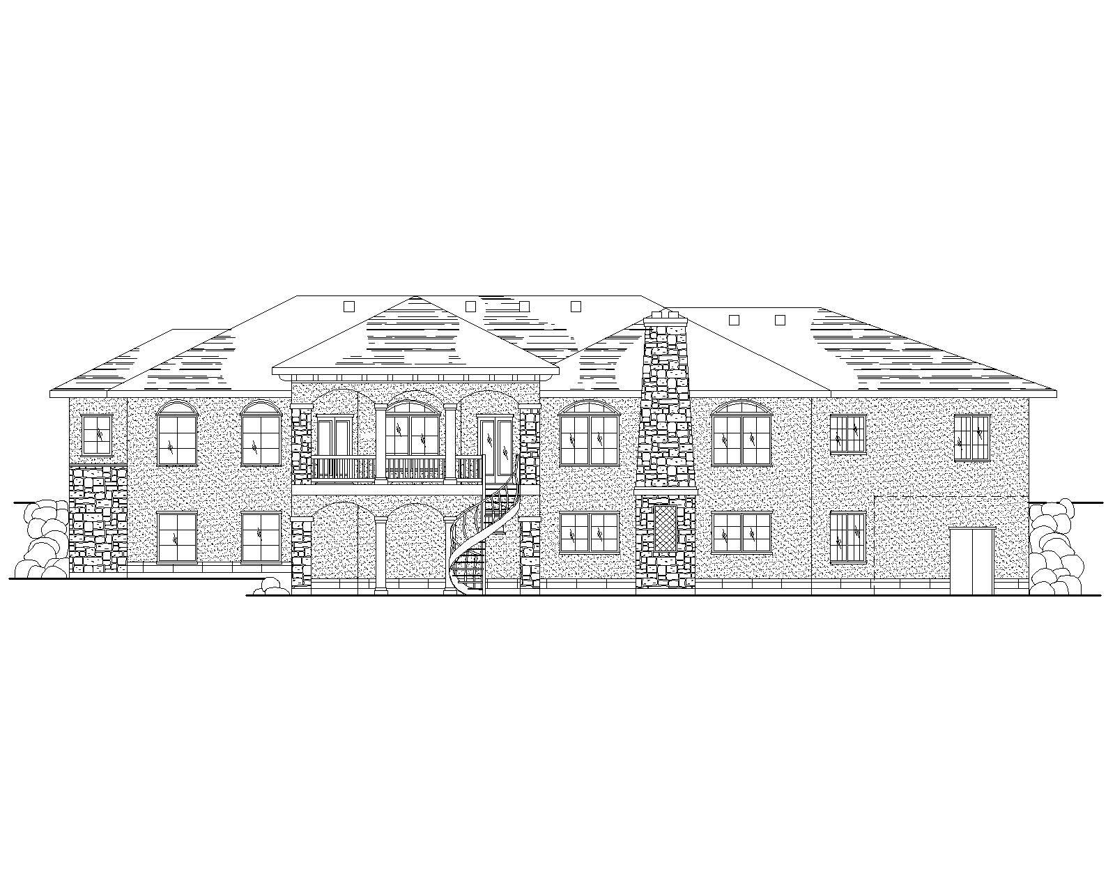 Home Plan Rear Elevation of this 5-Bedroom,2398 Sq Ft Plan -135-1135