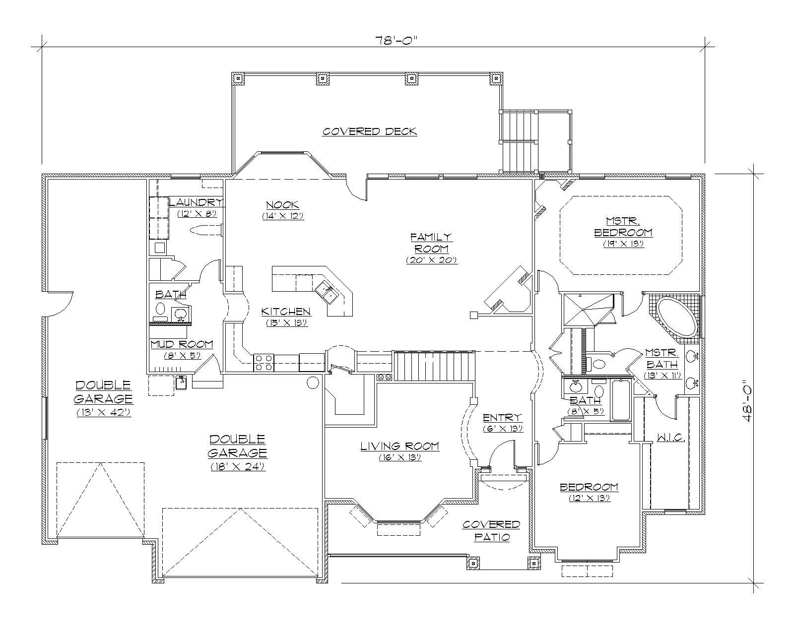 Floor Plan First Story of European Plan #135-1136