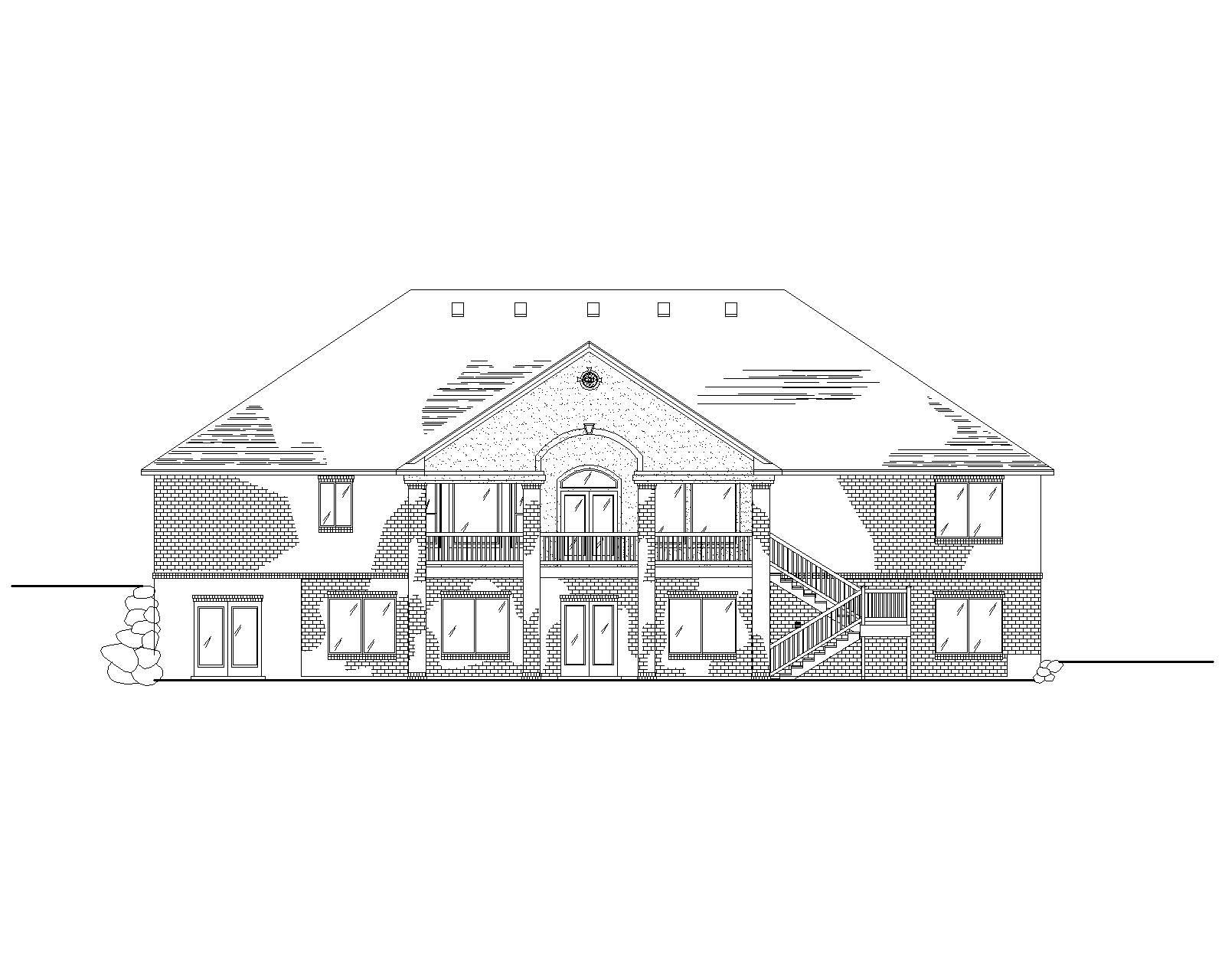 Home Plan Rear Elevation of this 5-Bedroom,2367 Sq Ft Plan -135-1136