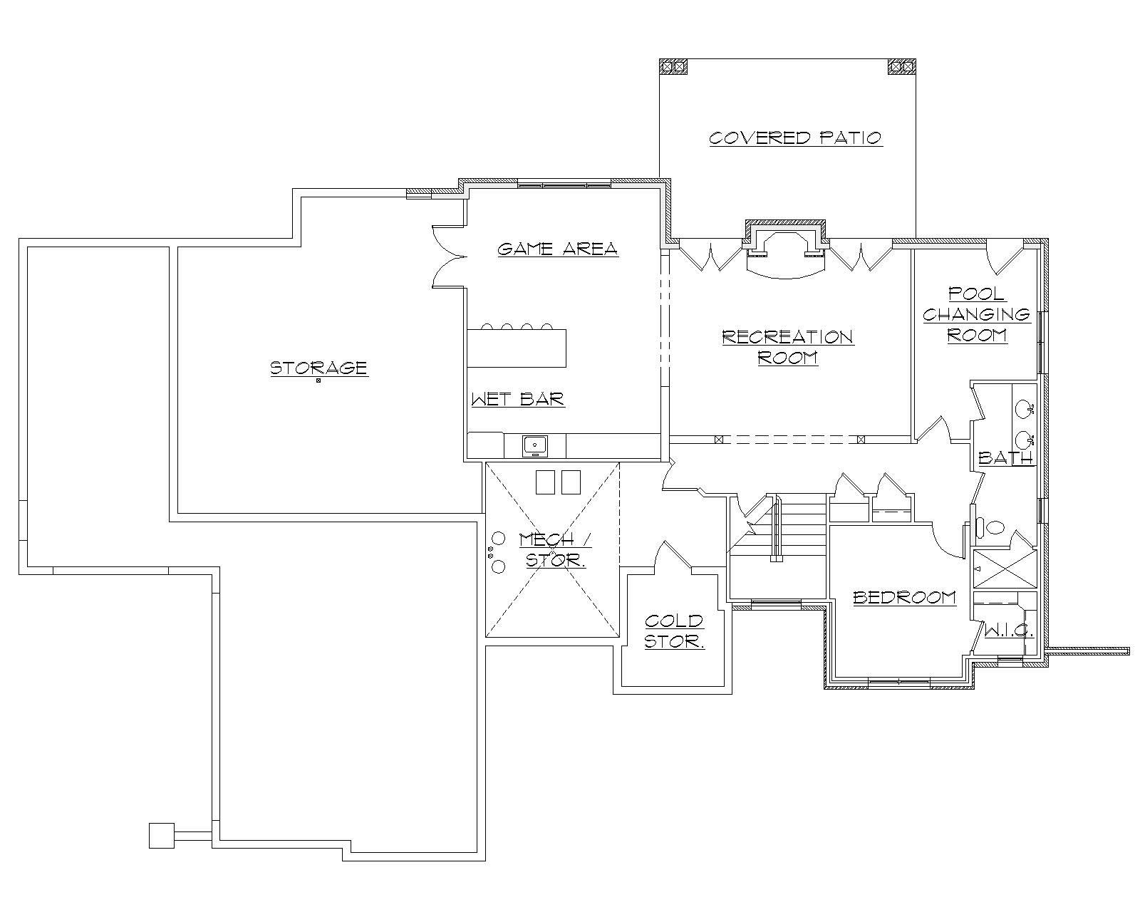 Floor Plan Basement of Ranch Plan #135-1139