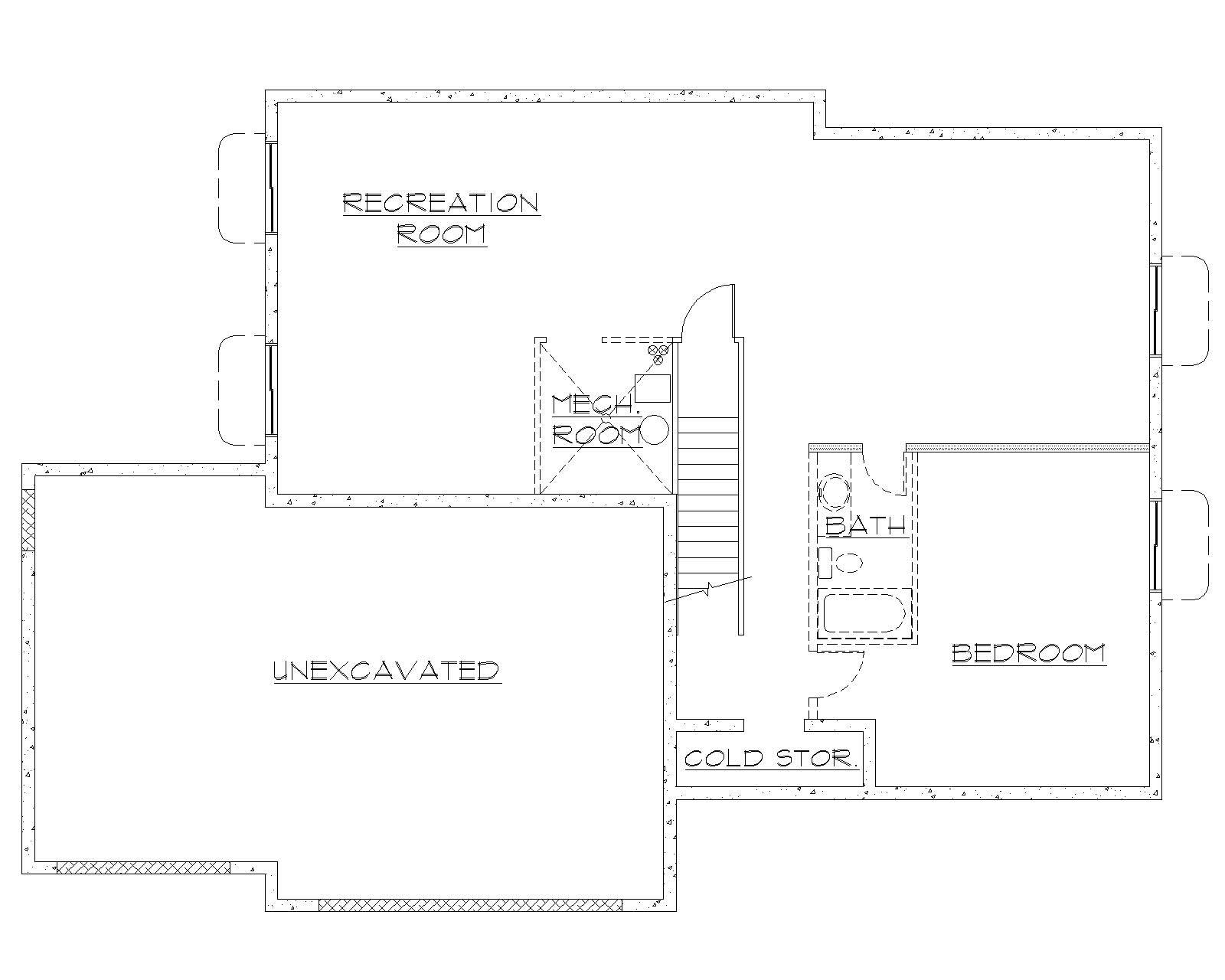 Floor Plan Basement of Country Plan #135-1140