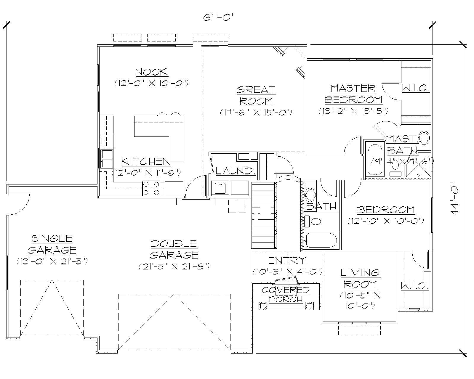 Floor Plan First Story of Country Plan #135-1140