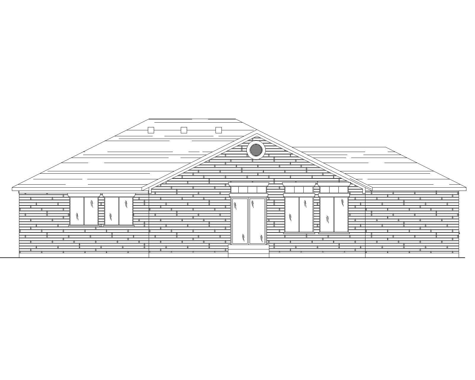 Home Plan Rear Elevation of this 4-Bedroom,1425 Sq Ft Plan -135-1140