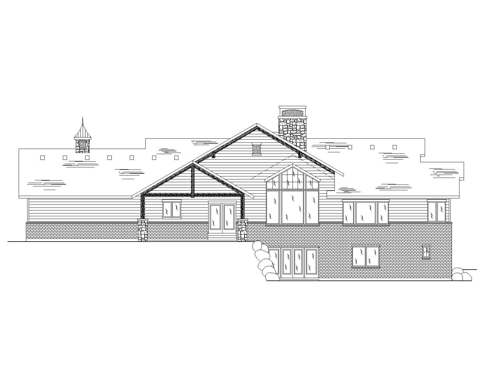 Home Plan Rear Elevation of this 4-Bedroom,2110 Sq Ft Plan -135-1141