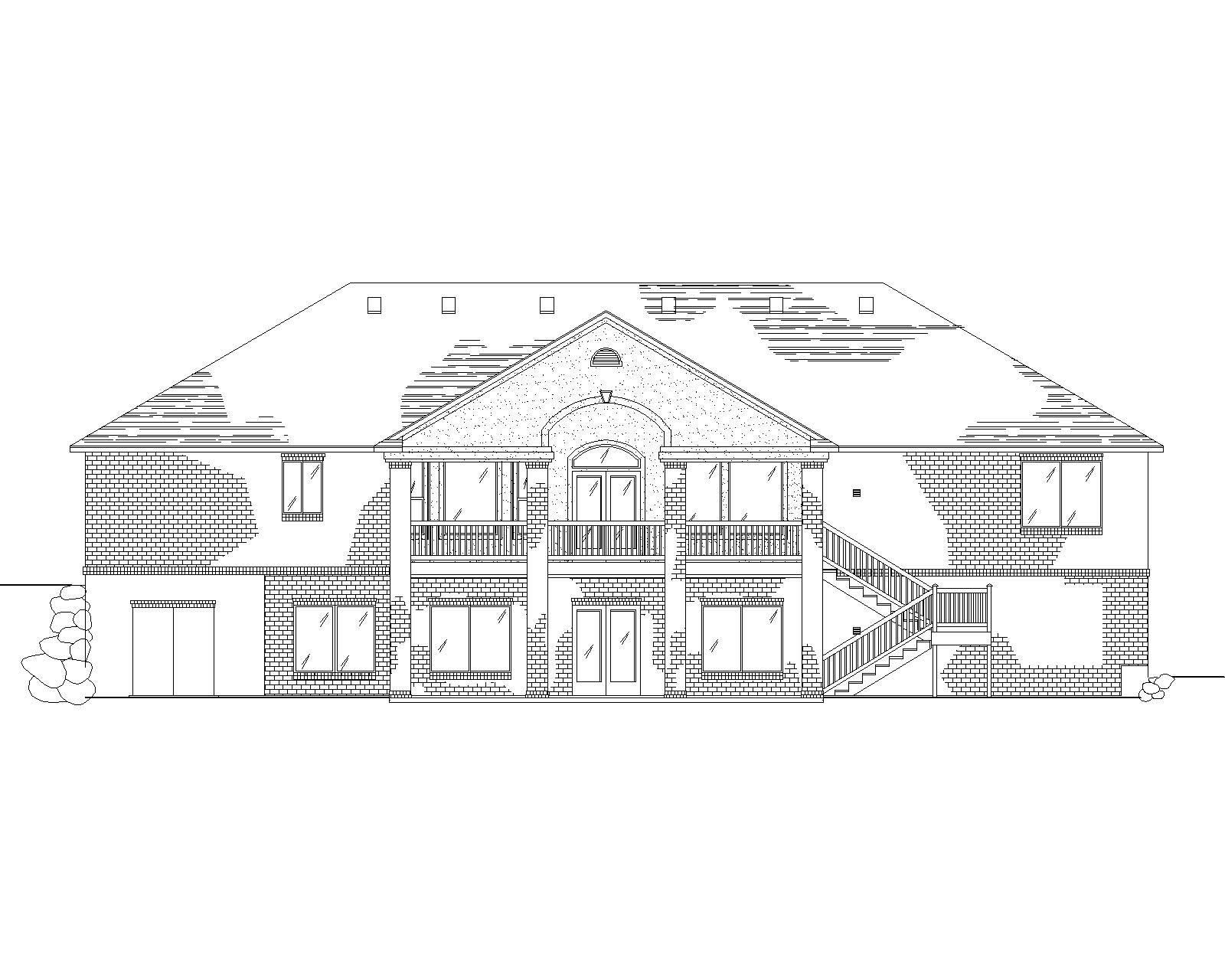 Home Plan Rear Elevation of this 6-Bedroom,2247 Sq Ft Plan -135-1142