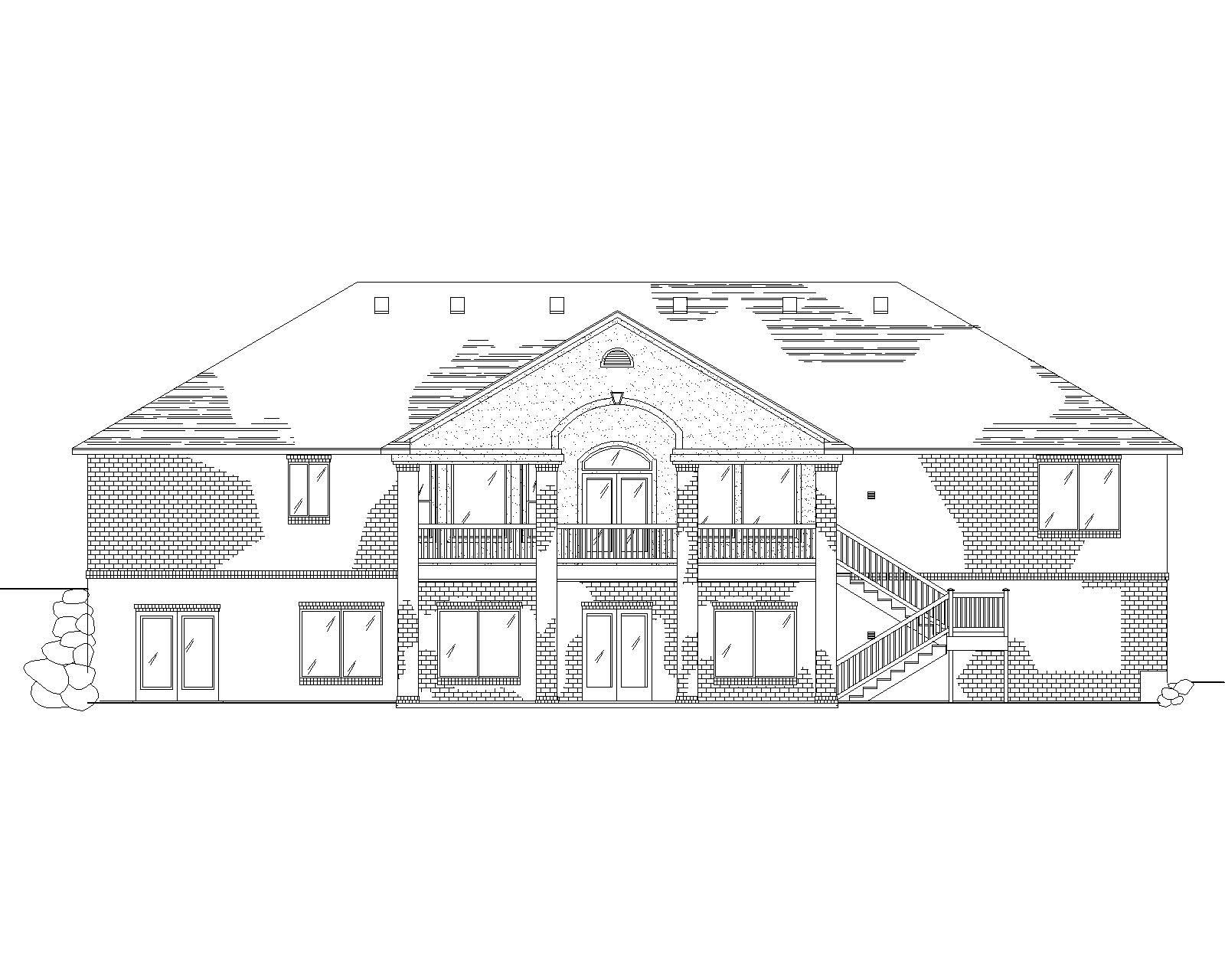 Home Plan Rear Elevation of this 6-Bedroom,2247 Sq Ft Plan -135-1143