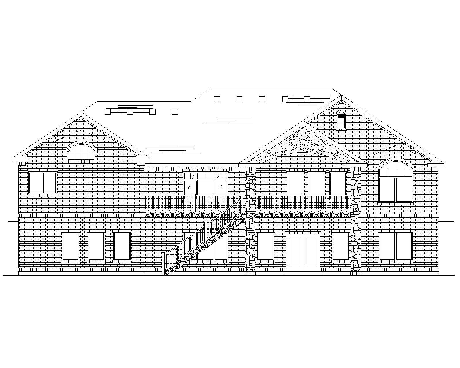Home Plan Rear Elevation of this 3-Bedroom,2213 Sq Ft Plan -135-1145